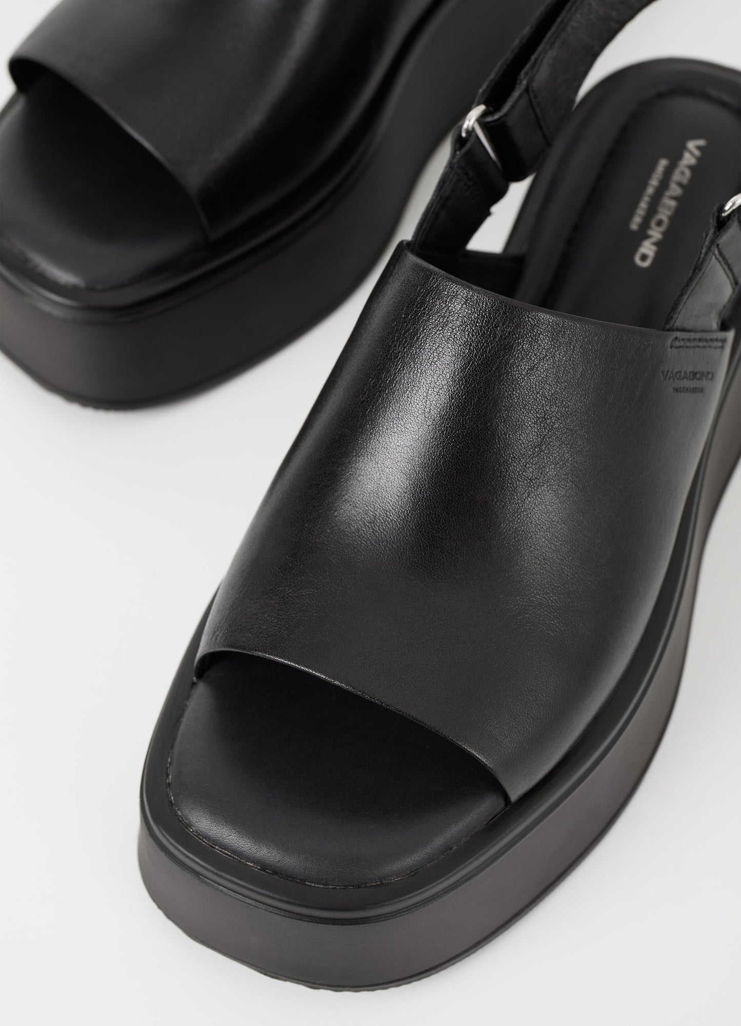 Sandales plateforme en cuir sans chrome | Noir "courtney black"