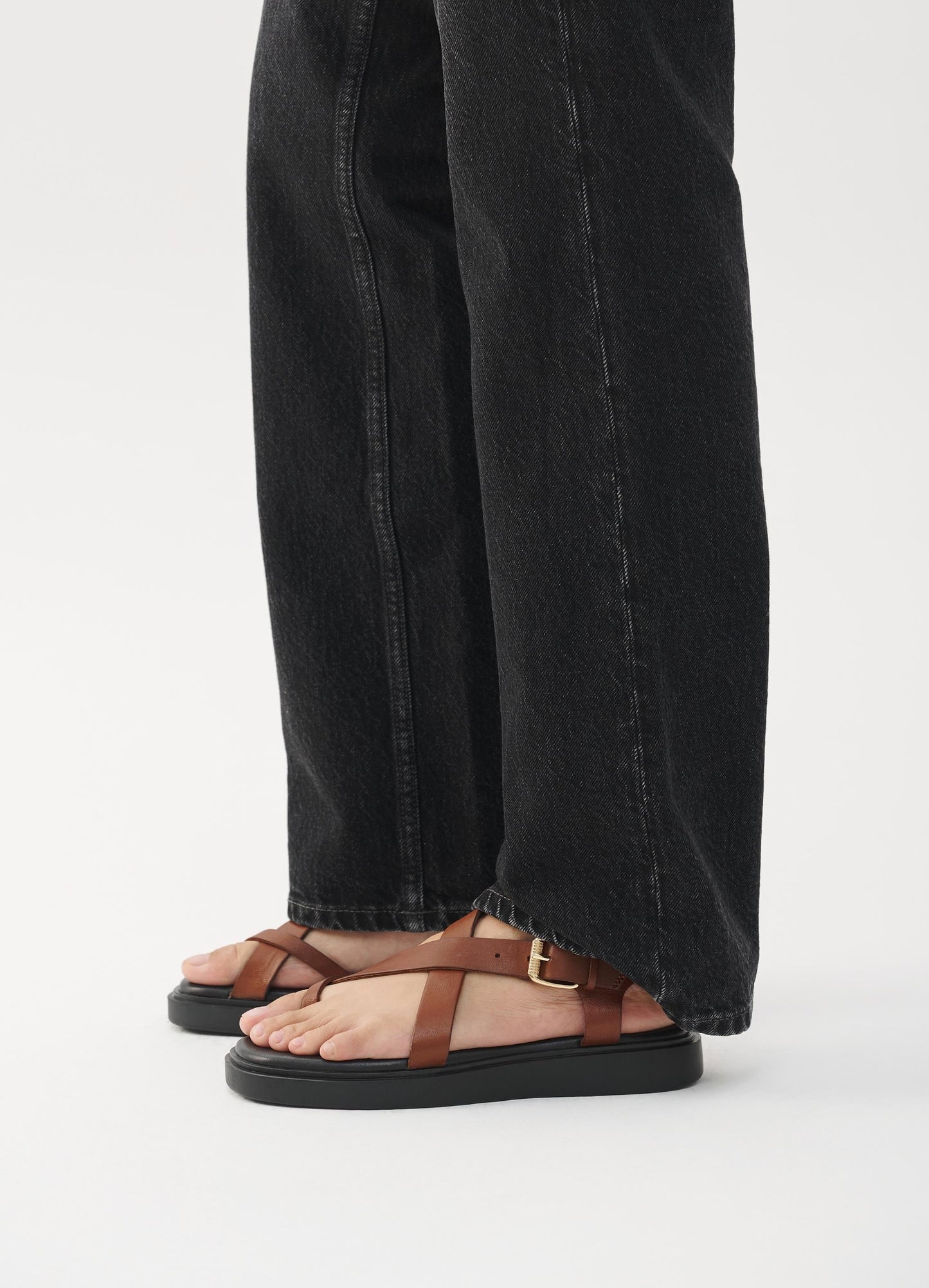 Sandales en cuir sans chrome certifié | marron "connie - cognac"