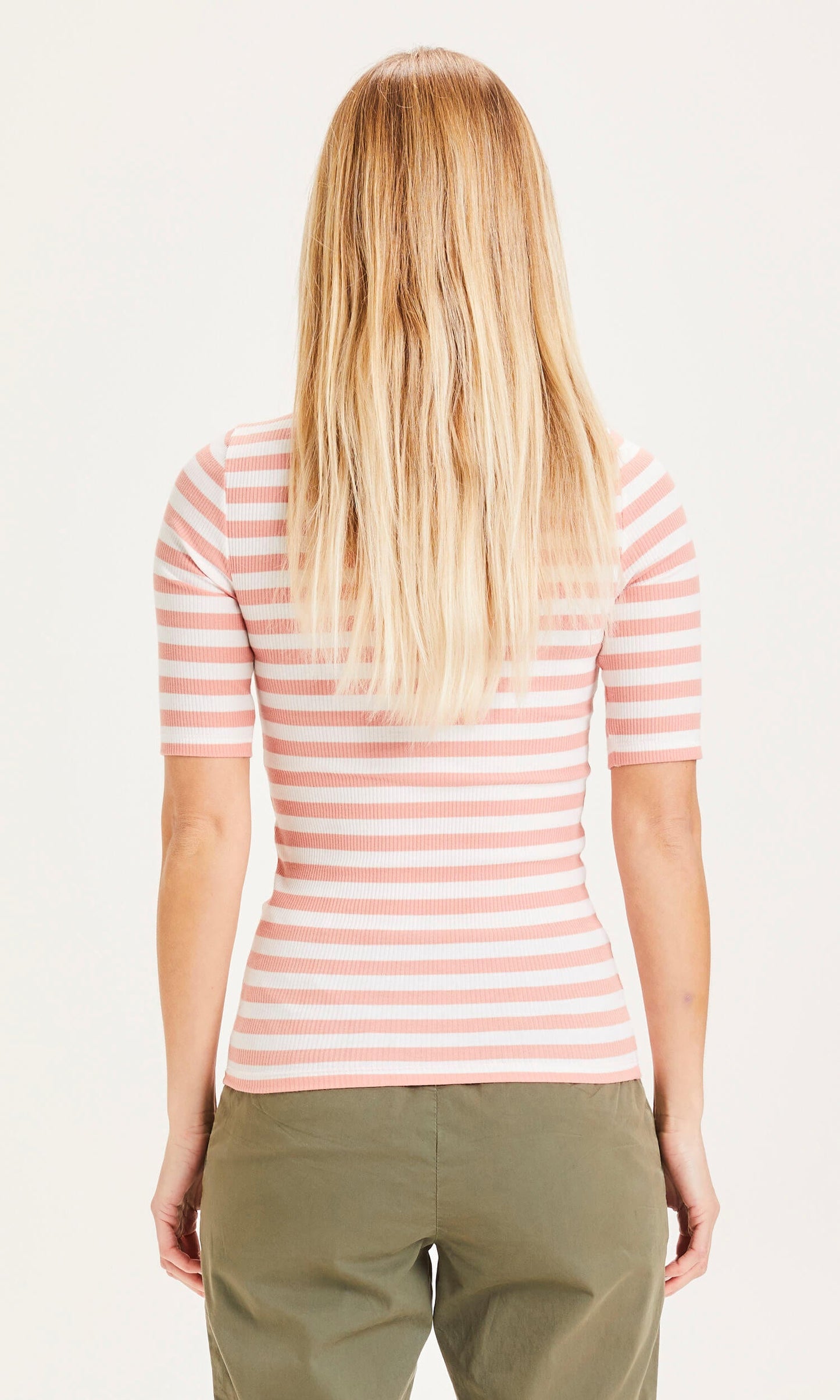 T-shirt rayé corail en coton bio - Canna