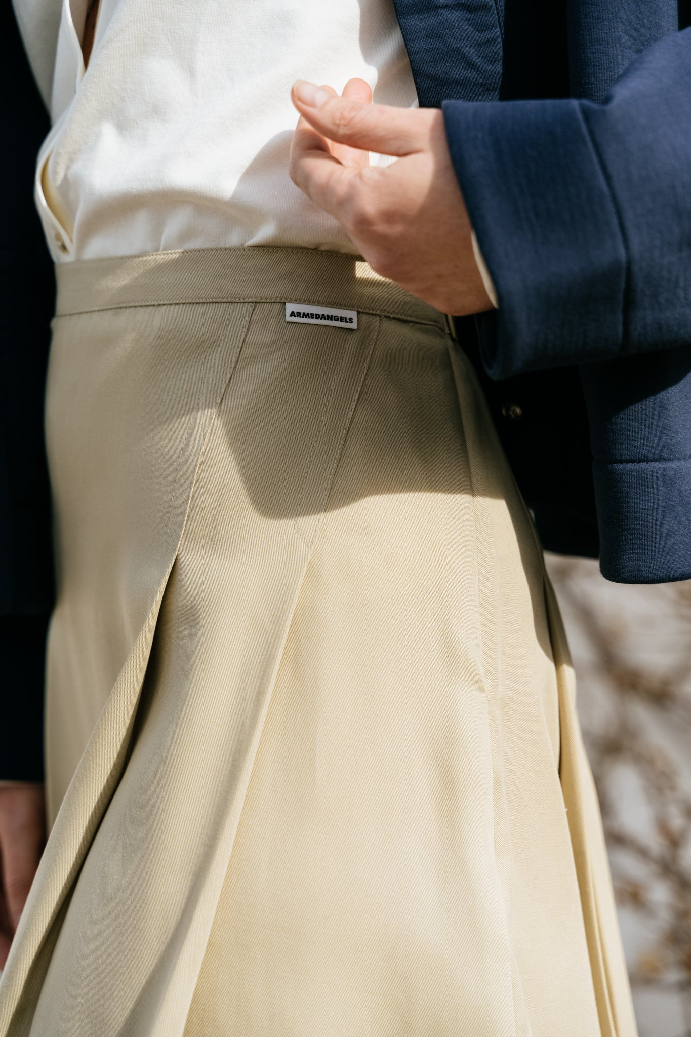 Mini-jupe plissée en tencel | beige "belindaa sand stone"
