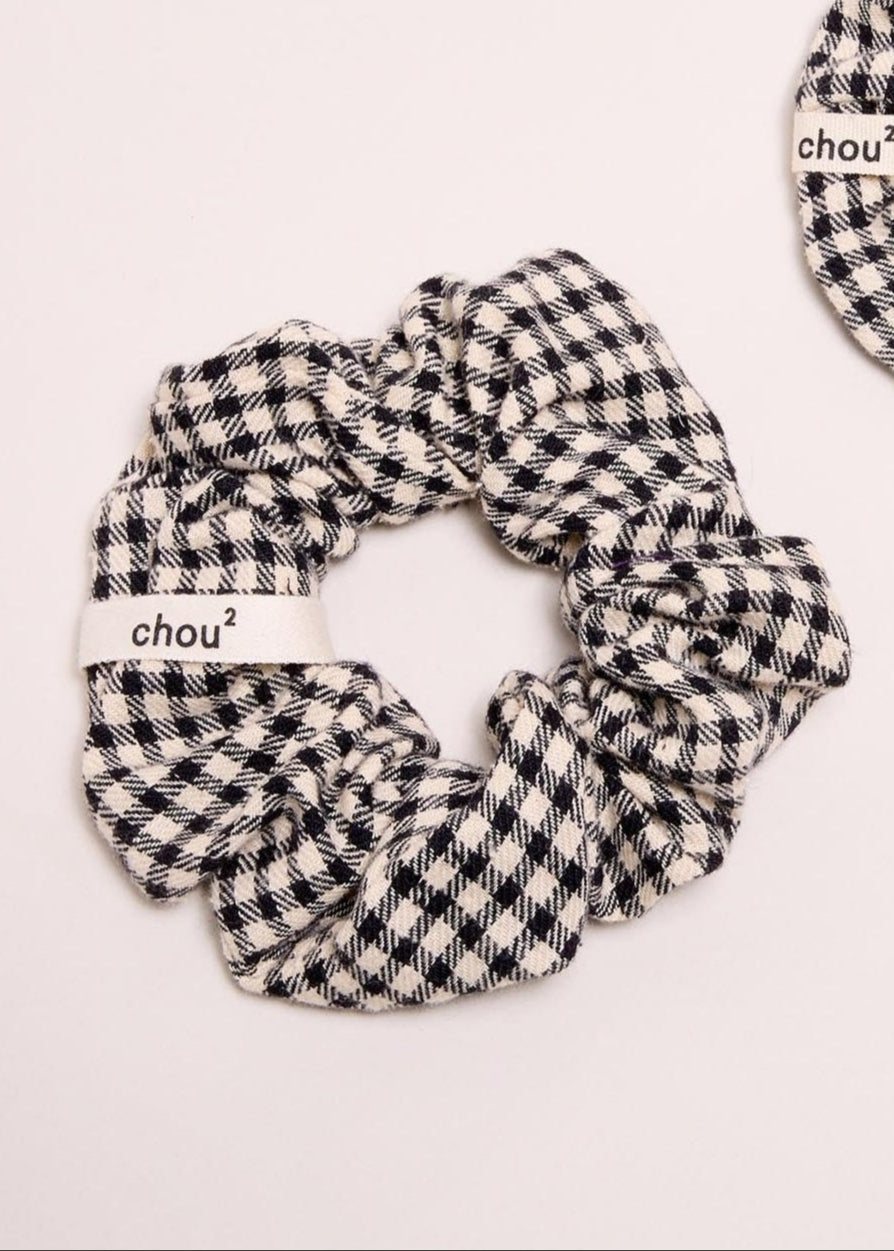Chouchou en matière upcyclée | Vichy écru/noir "Ecru/ noir"