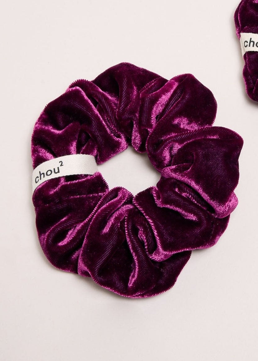 Chouchou en matière upcyclée | violet "velours prune"