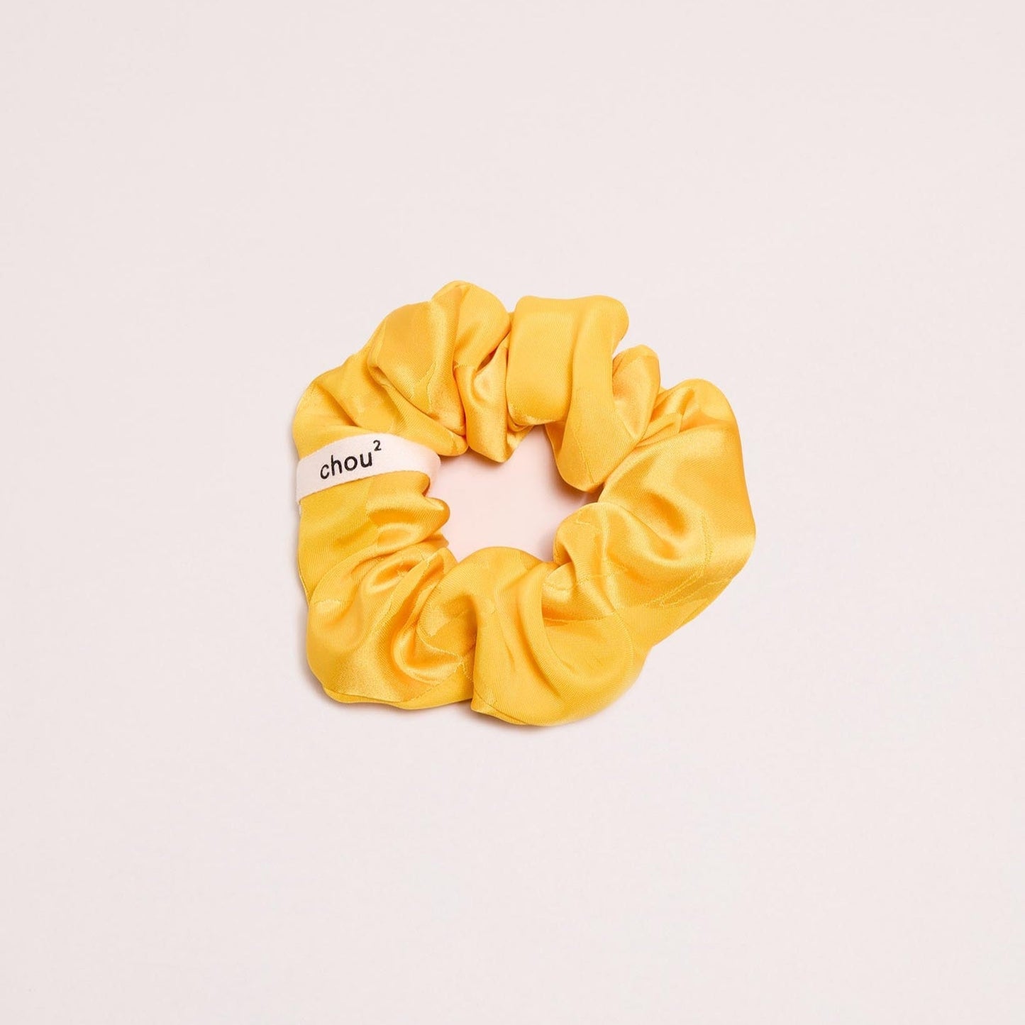 chouchou en matière upcyclée | satin jaune