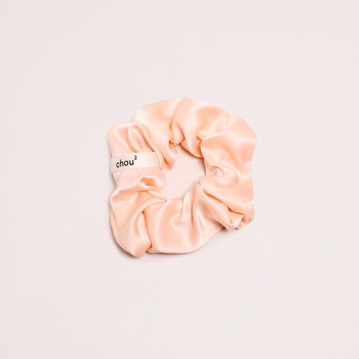 Chouchou en en matière upcyclée | satin abricot