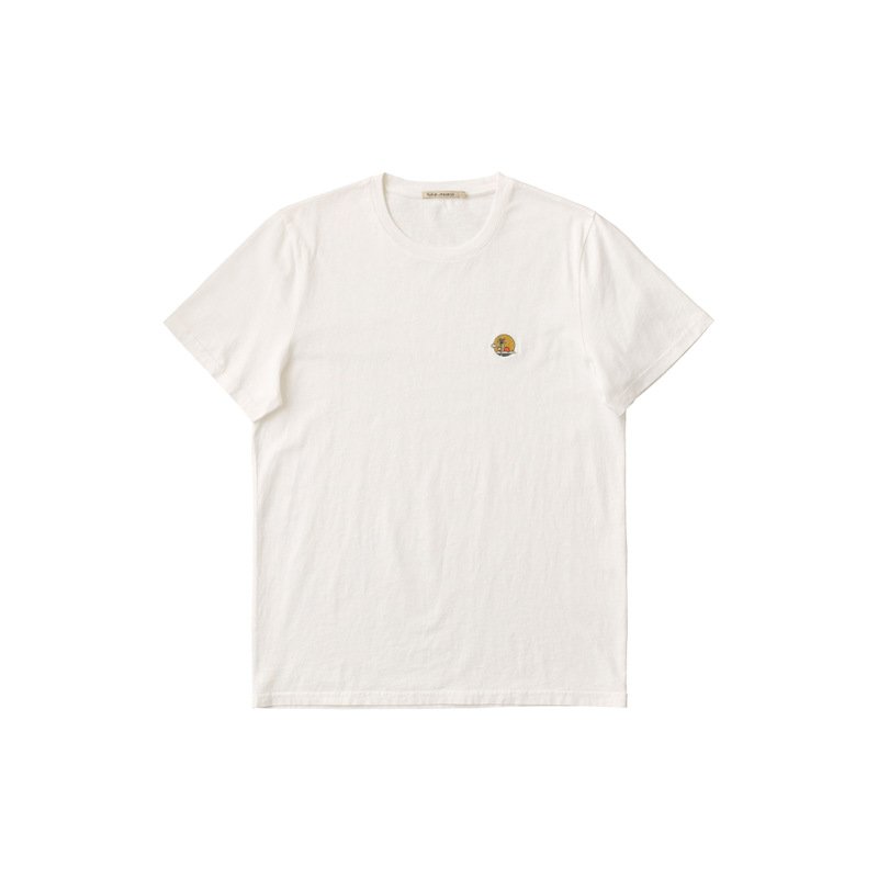 T-shirt blanc broderie en coton bio - Roy Sunset Chalk White