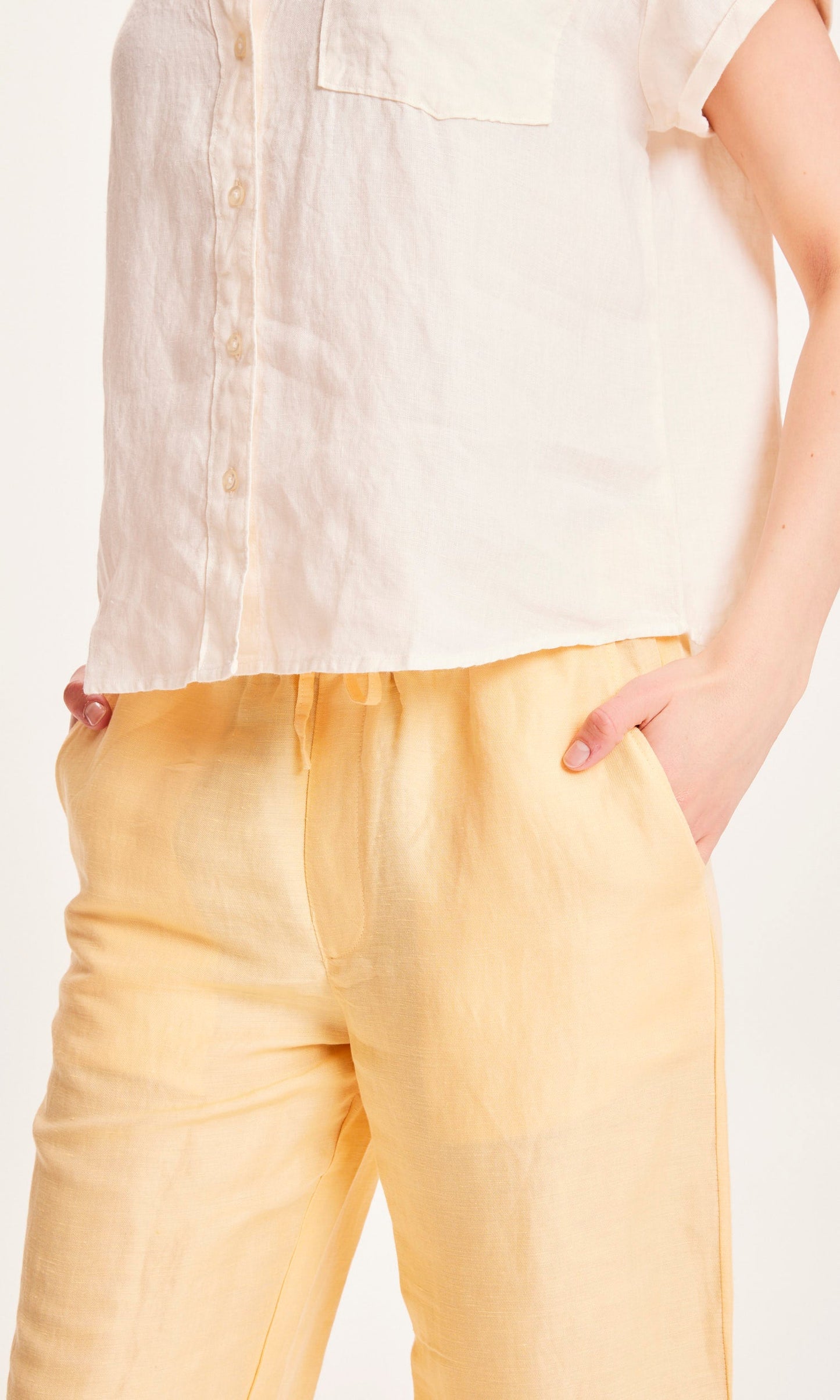 Pantalon ample jaune en lin bio et tencel - POSEY Linen Mix impala