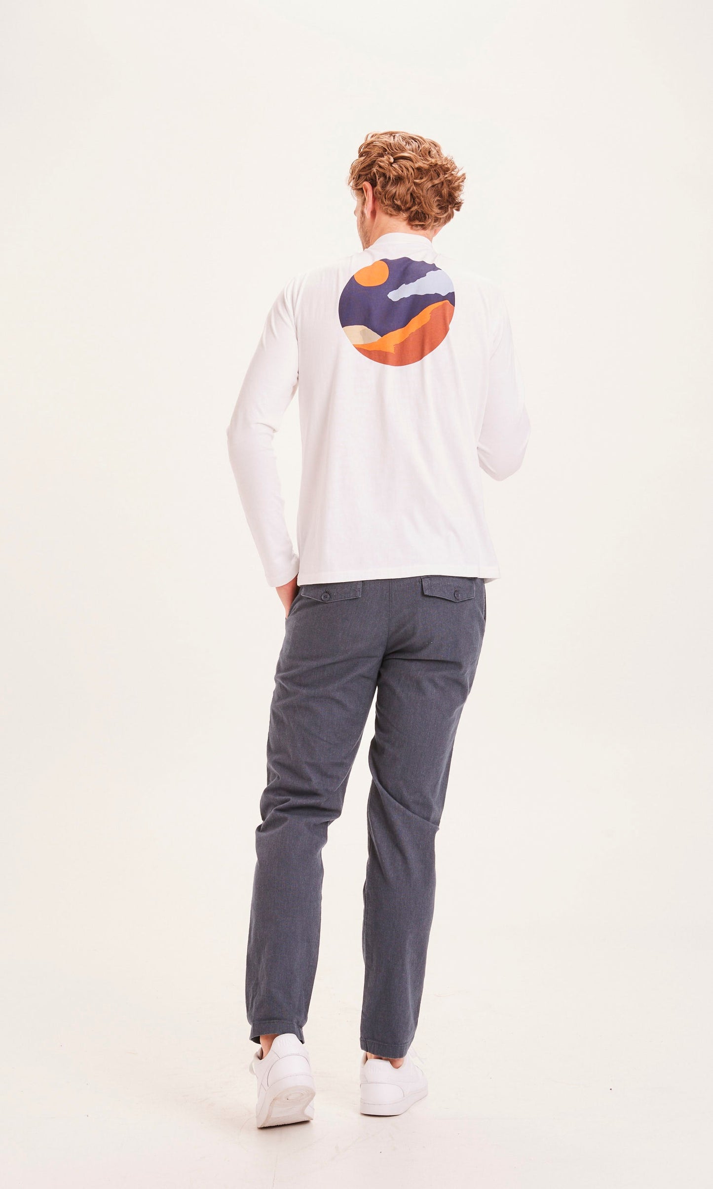 Chino droit bleu nuit en flanelle de coton bio - chuck total eclipse