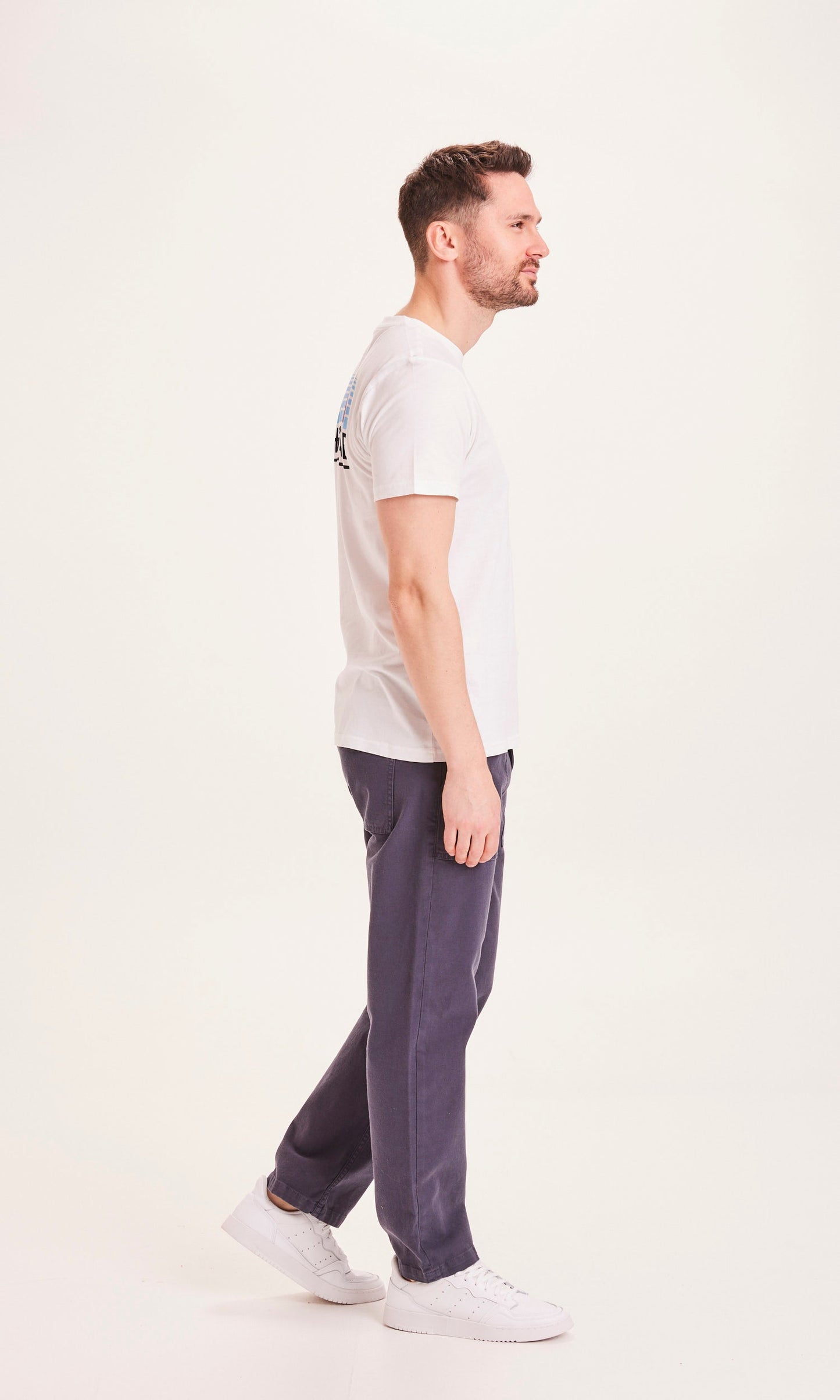 Pantalon large bleu en coton bio - BIRCH LOOSE Total Eclipse