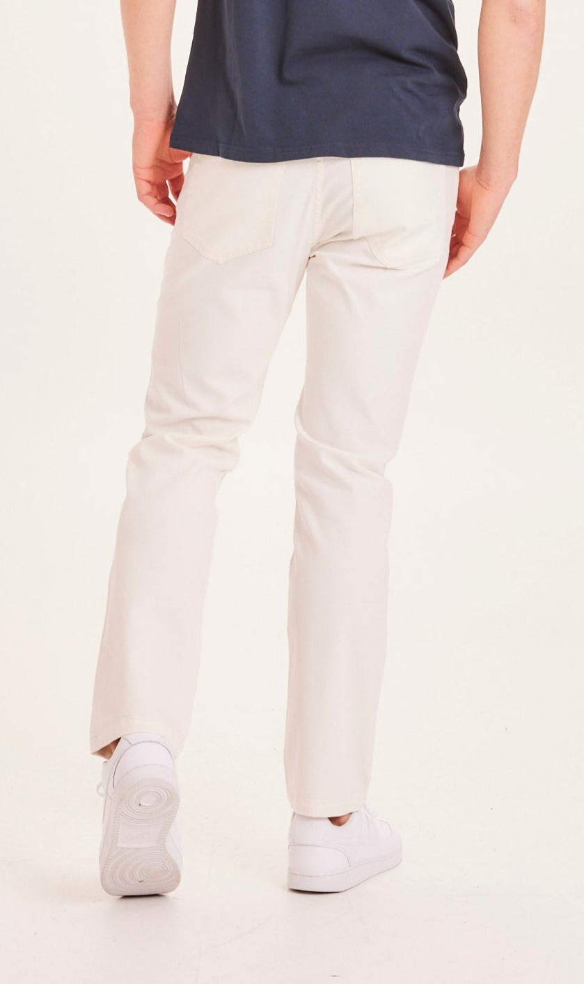 Pantalon fuselé blanc en coton bio - TIM canvas relaxed tappered pant star white