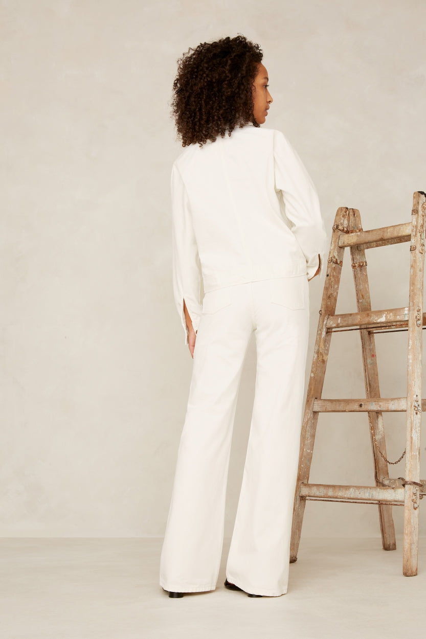 Jean blanc ample en coton recyclé non teint - jane holo non-dyed