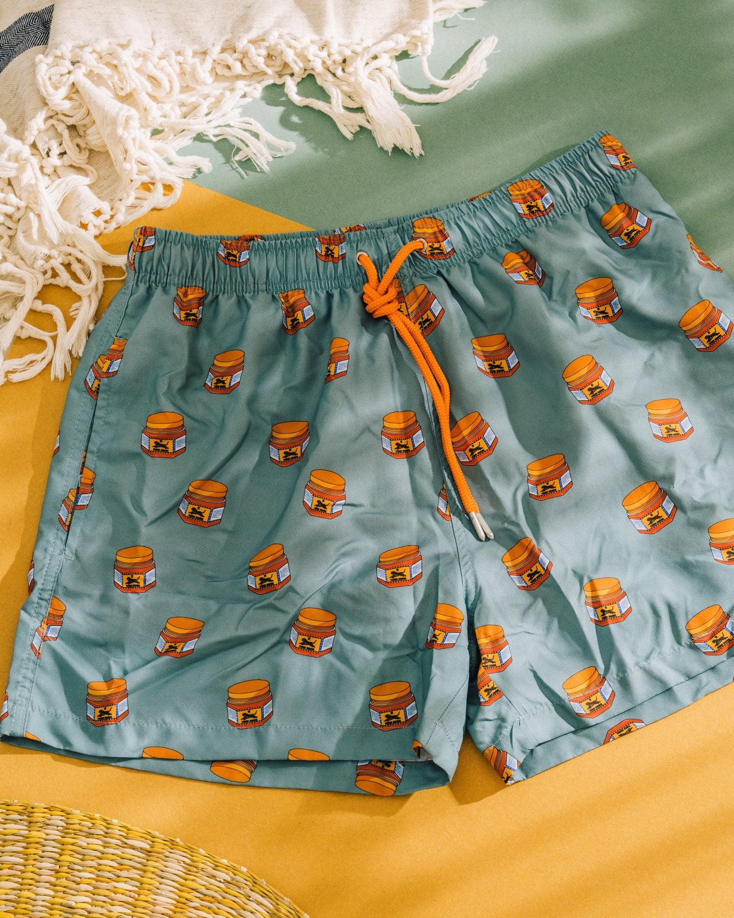 Short de bain bleu à motifs en matière recyclée - Tiger