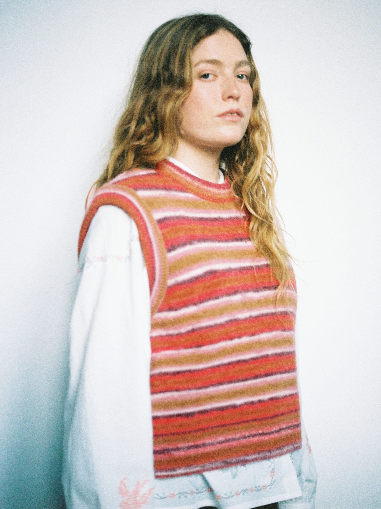 Pull sans manches à rayures en laine bio - kimmy vest striped multi