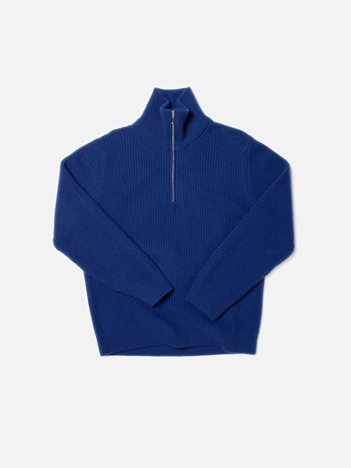 Pull à demi-zip en laine bio | bleu klein "august zip royal blue"