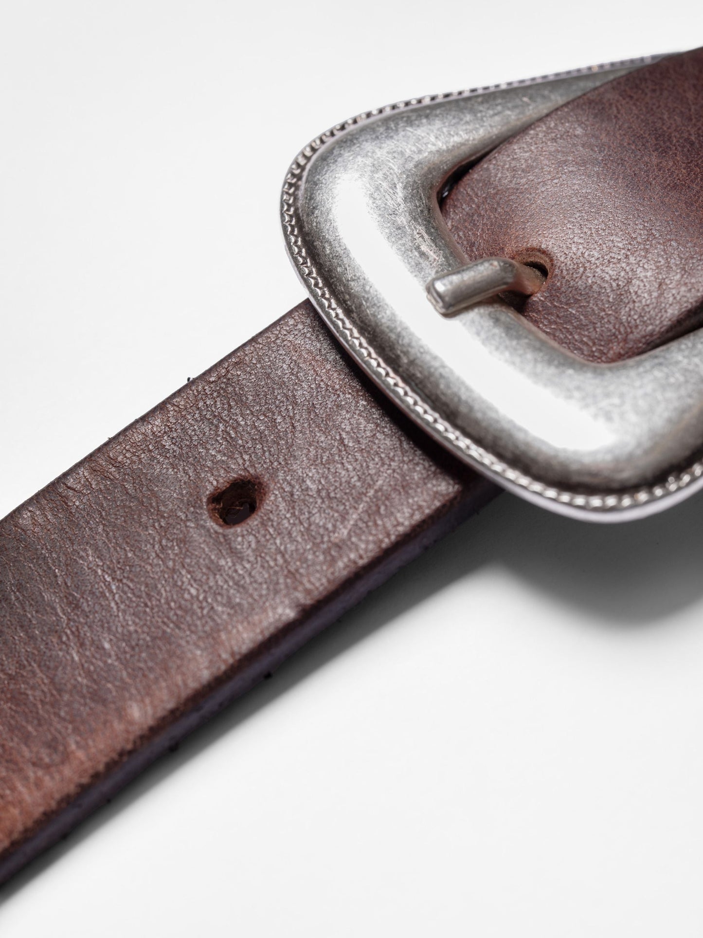 Ceinture en cuir tannage végétal | marron "western silver belt - dark brown"