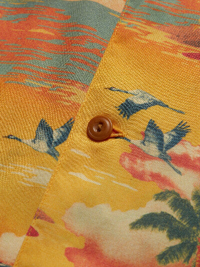 Chemise manches courtes jaune en tencel - arvid hawaii sunflower