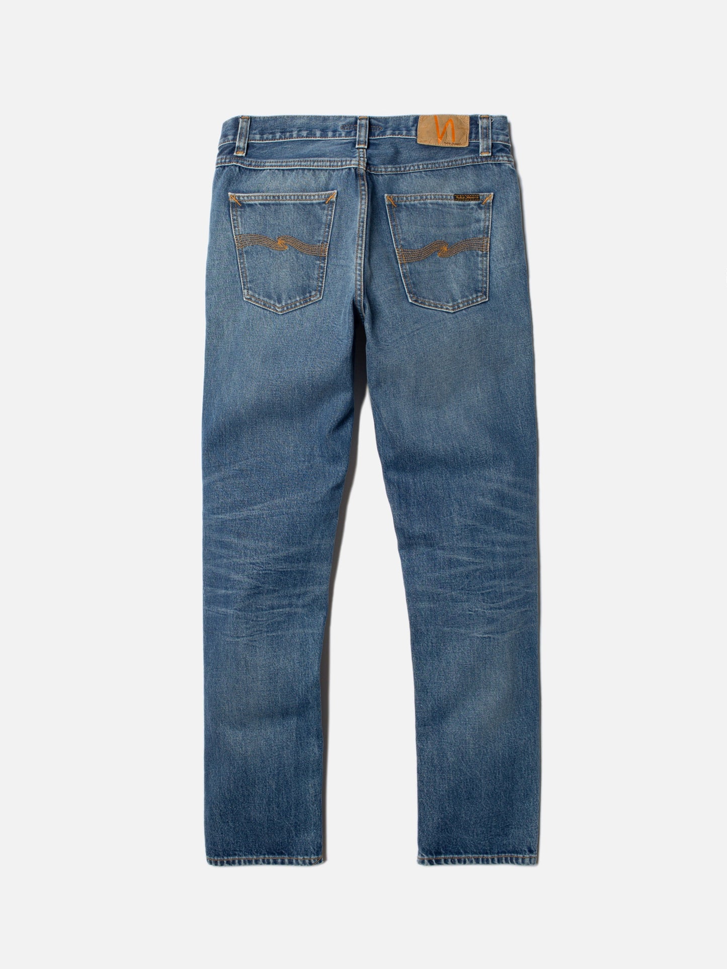 Jean droit bleu délavé en coton bio - gritty jackson blue traces