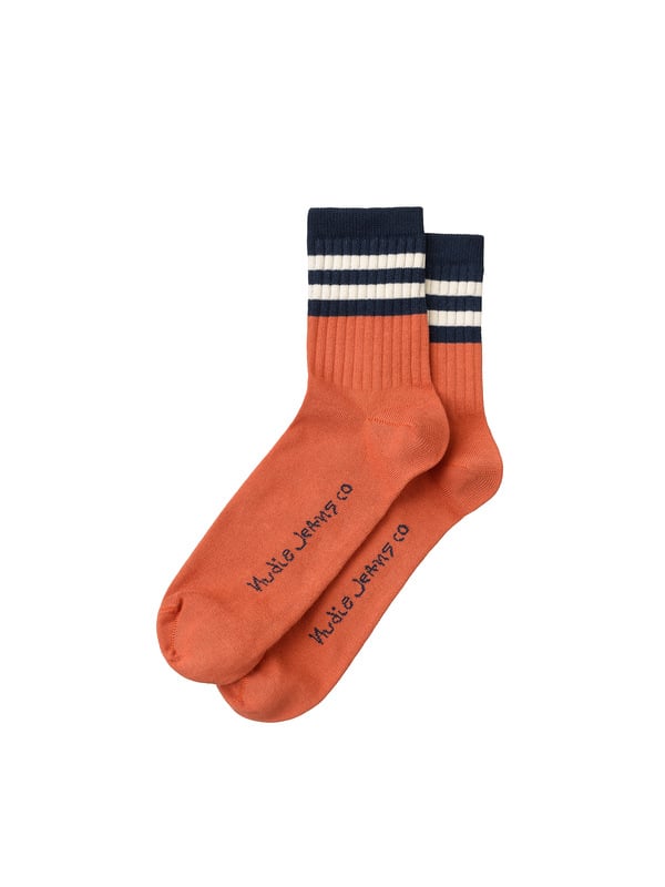 Chaussettes basses orange en coton bio - amundsson low cut rusty peach