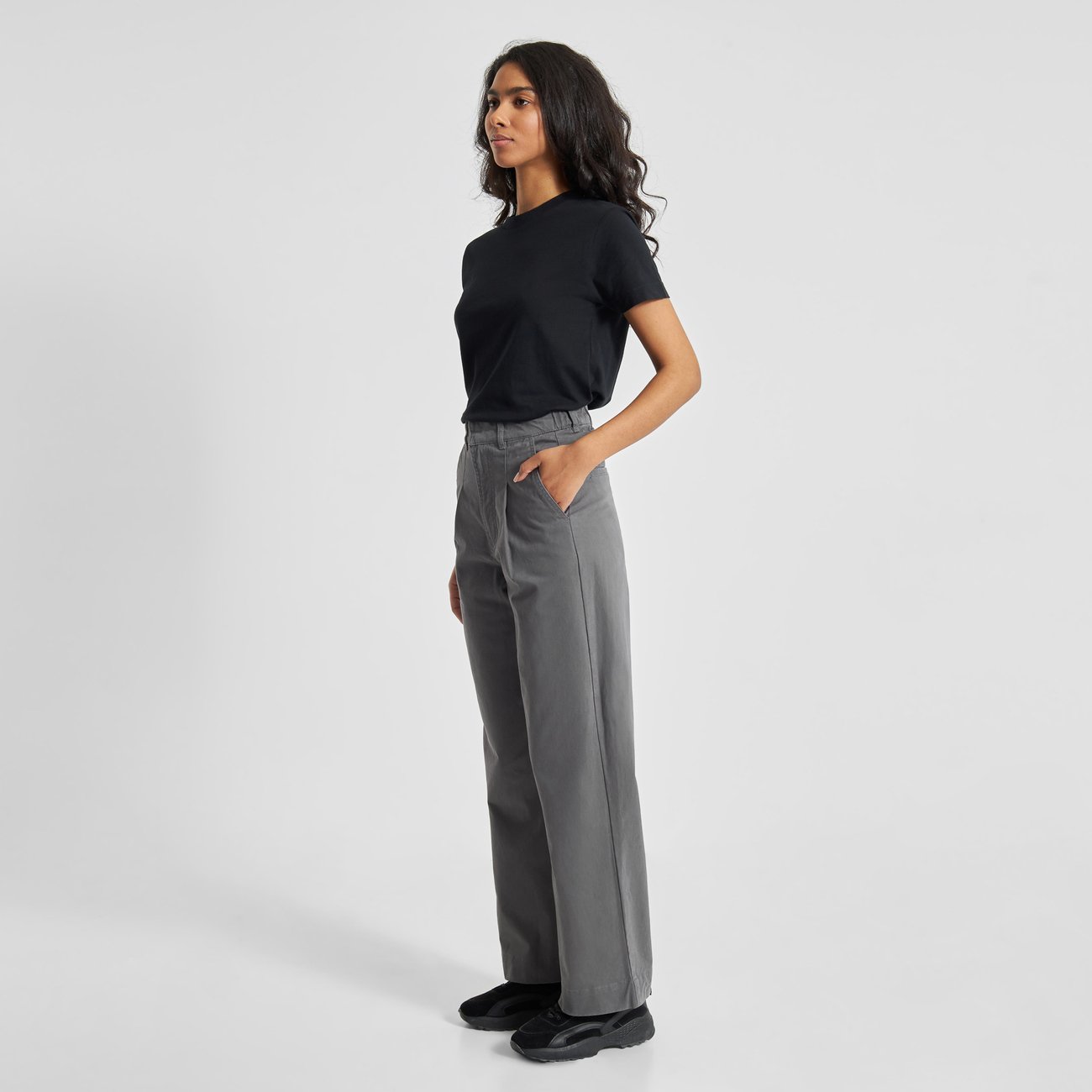 Pantalon droit en coton bio | gris "pants uddevalla twill grey"