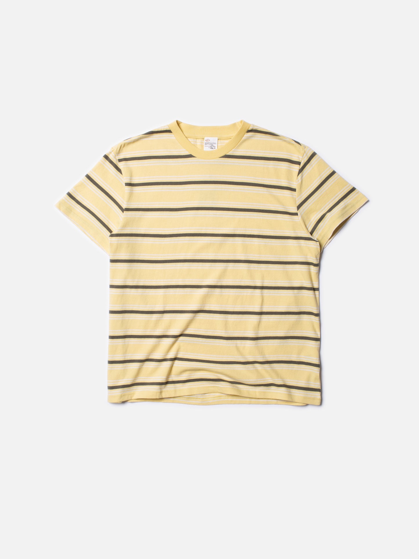 T-shirt rayé en coton bio | Jaune "leffe stripe tee citra"