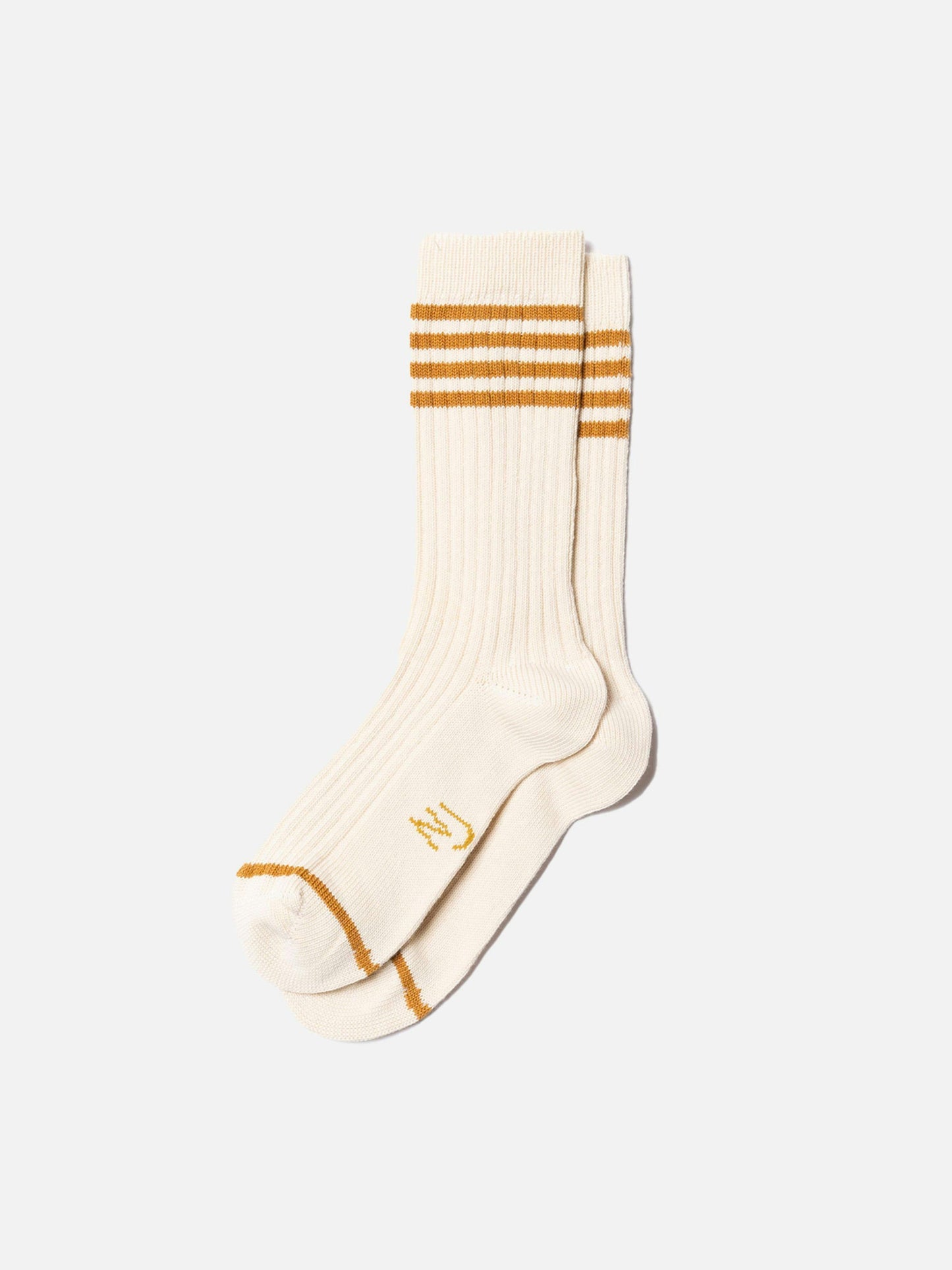 Chaussettes rayées en coton bio | ocre "women tennis socks stripe ochre"