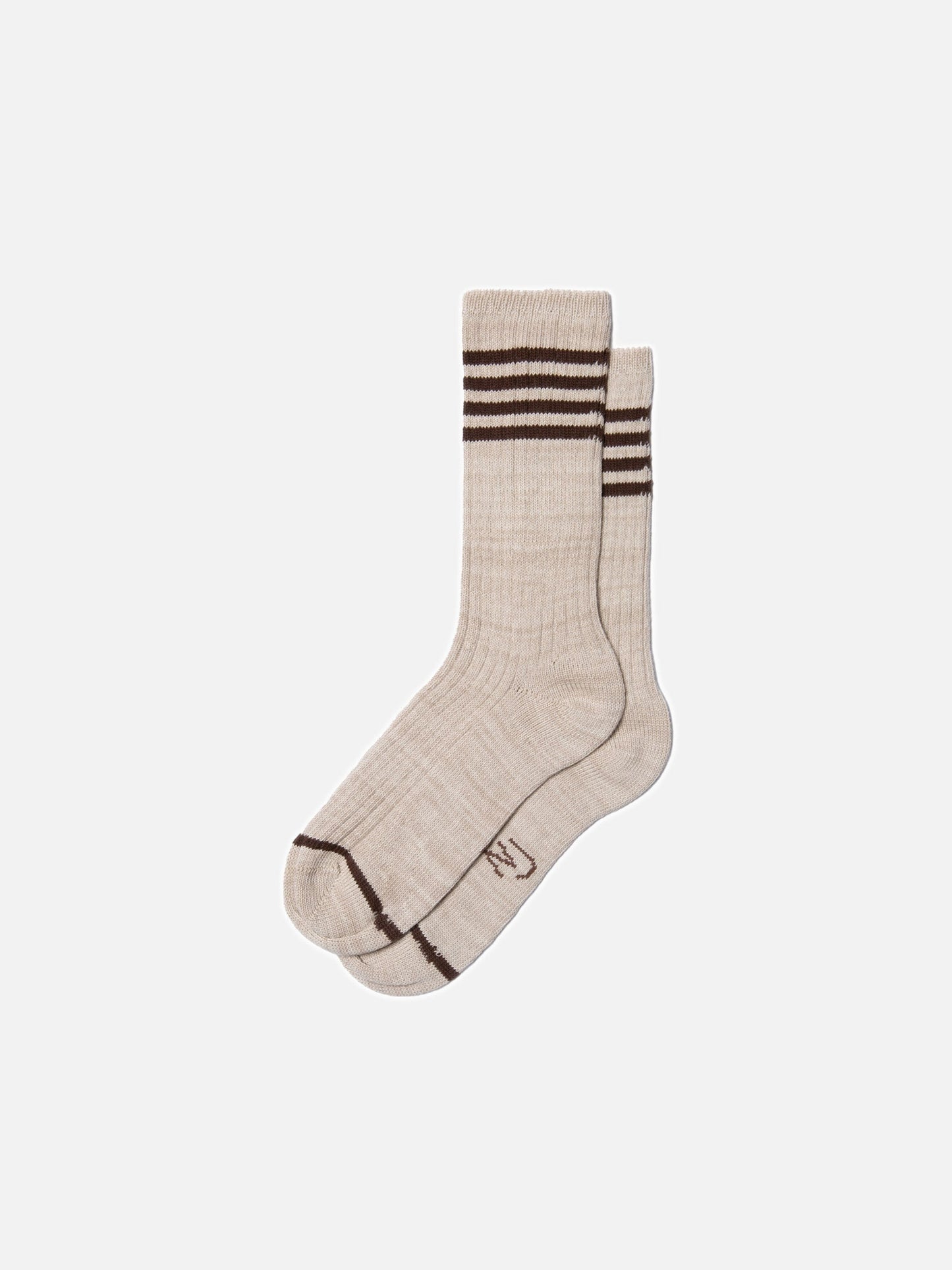 Chaussettes hautes en coton bio | Beige rayées "women tennis socks stripe beige"