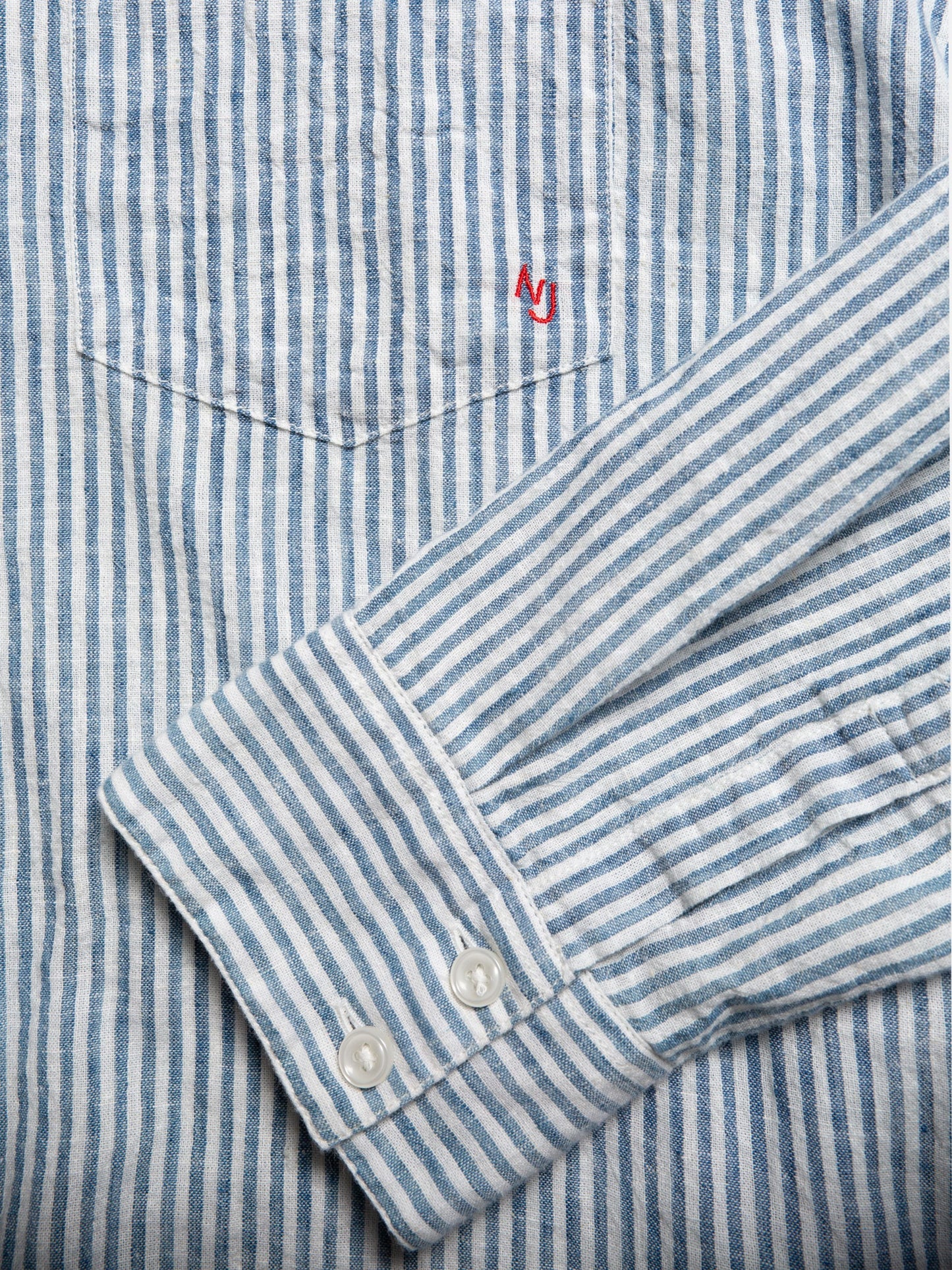 Chemise en coton bio et lin | Rayée bleue et blanche "amalia indigo striped blue/offwhite"