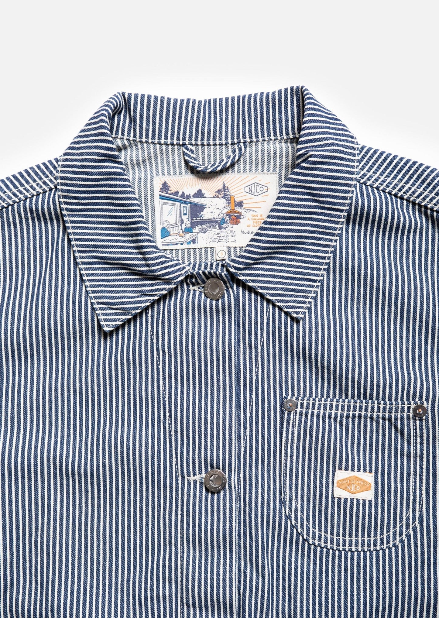 Veste en coton bio | Rayée bleu et blanc "eva hickory striped jacket blue/offwhite"