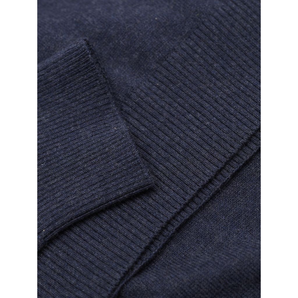 Pull à col roulé bleu en coton bio et cachemire - Roll neck