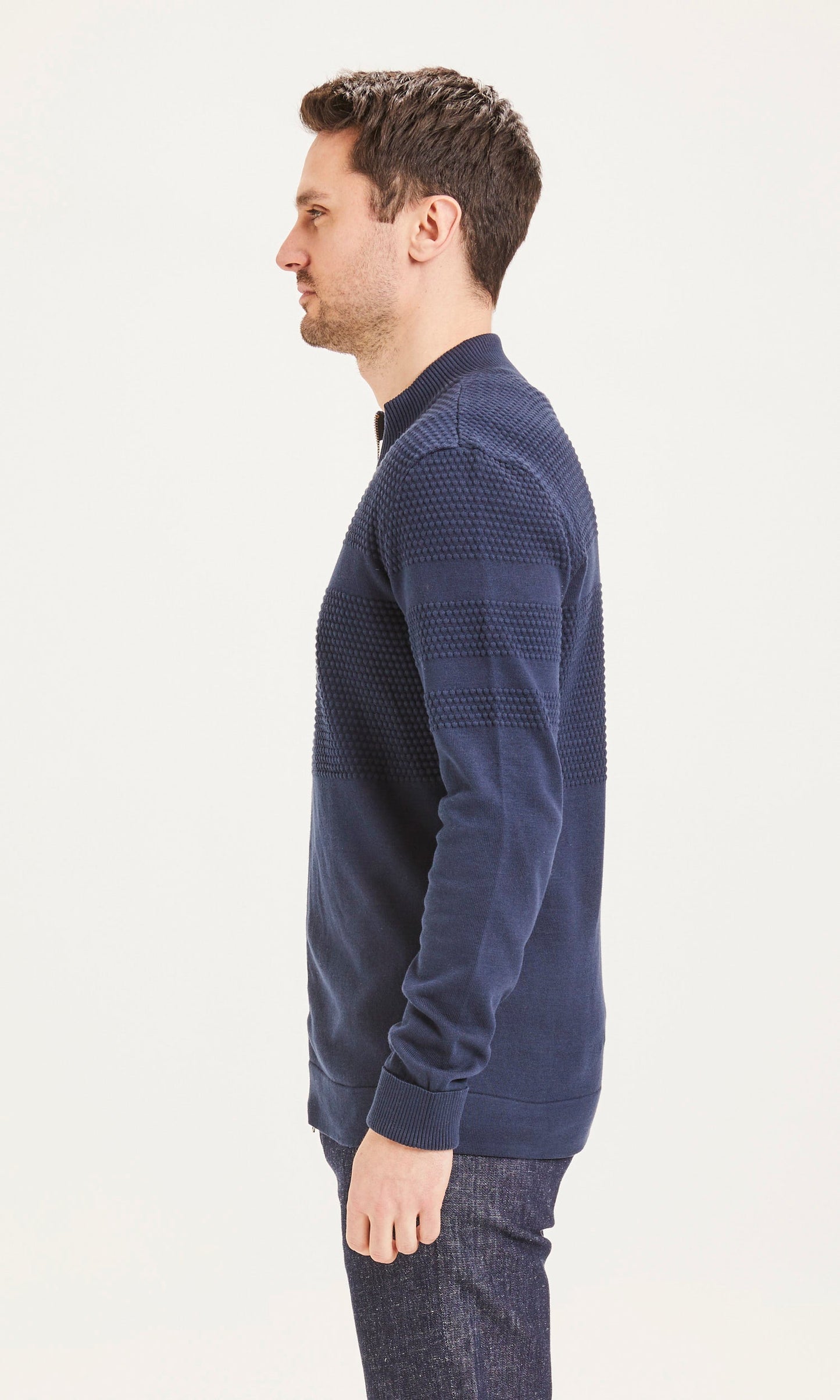Gilet zippé bleu en coton bio - FIELD Total Eclipse