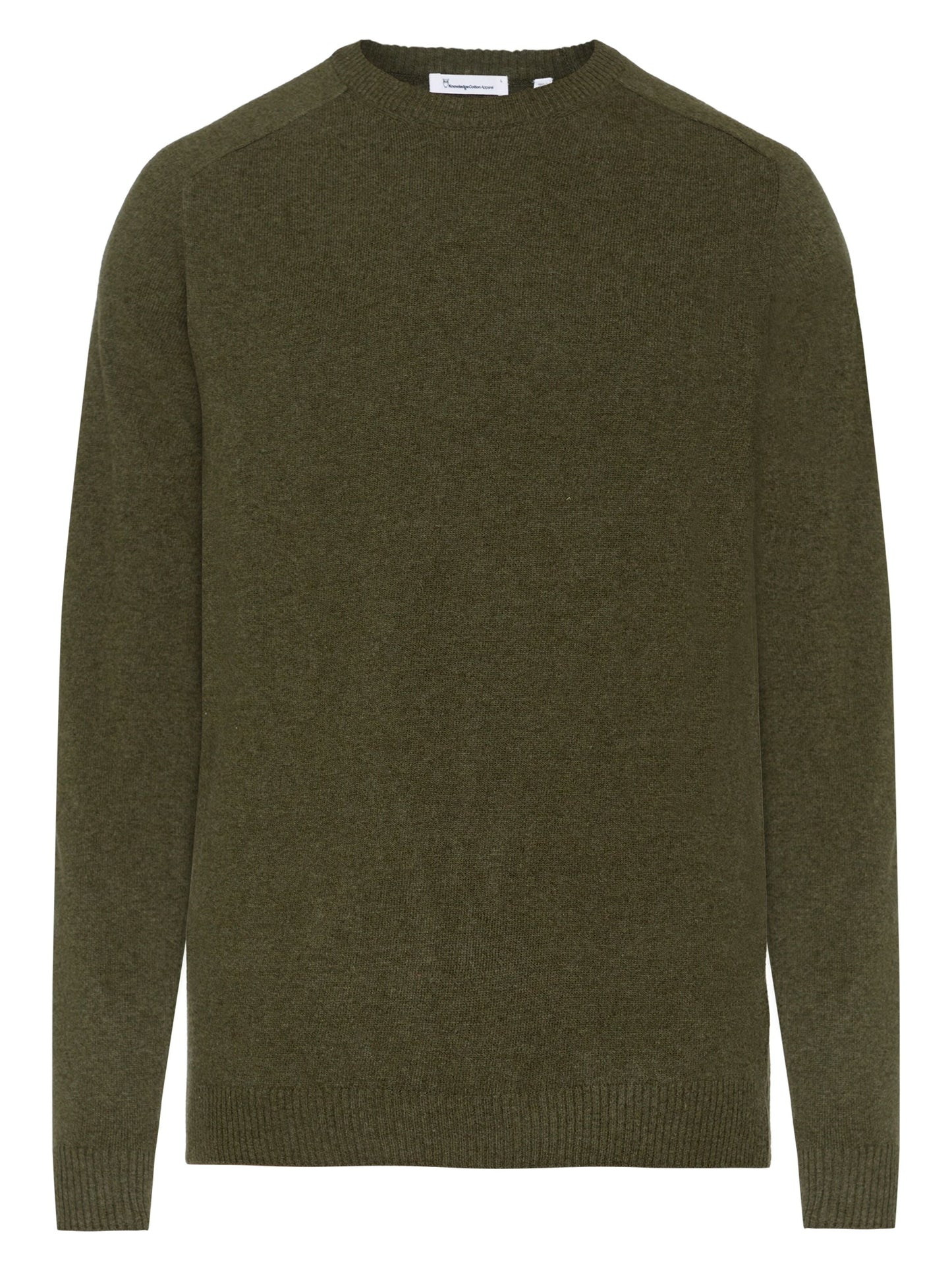 Pull en maille vert forêt en laine bio - basic o-neck knit forrest night
