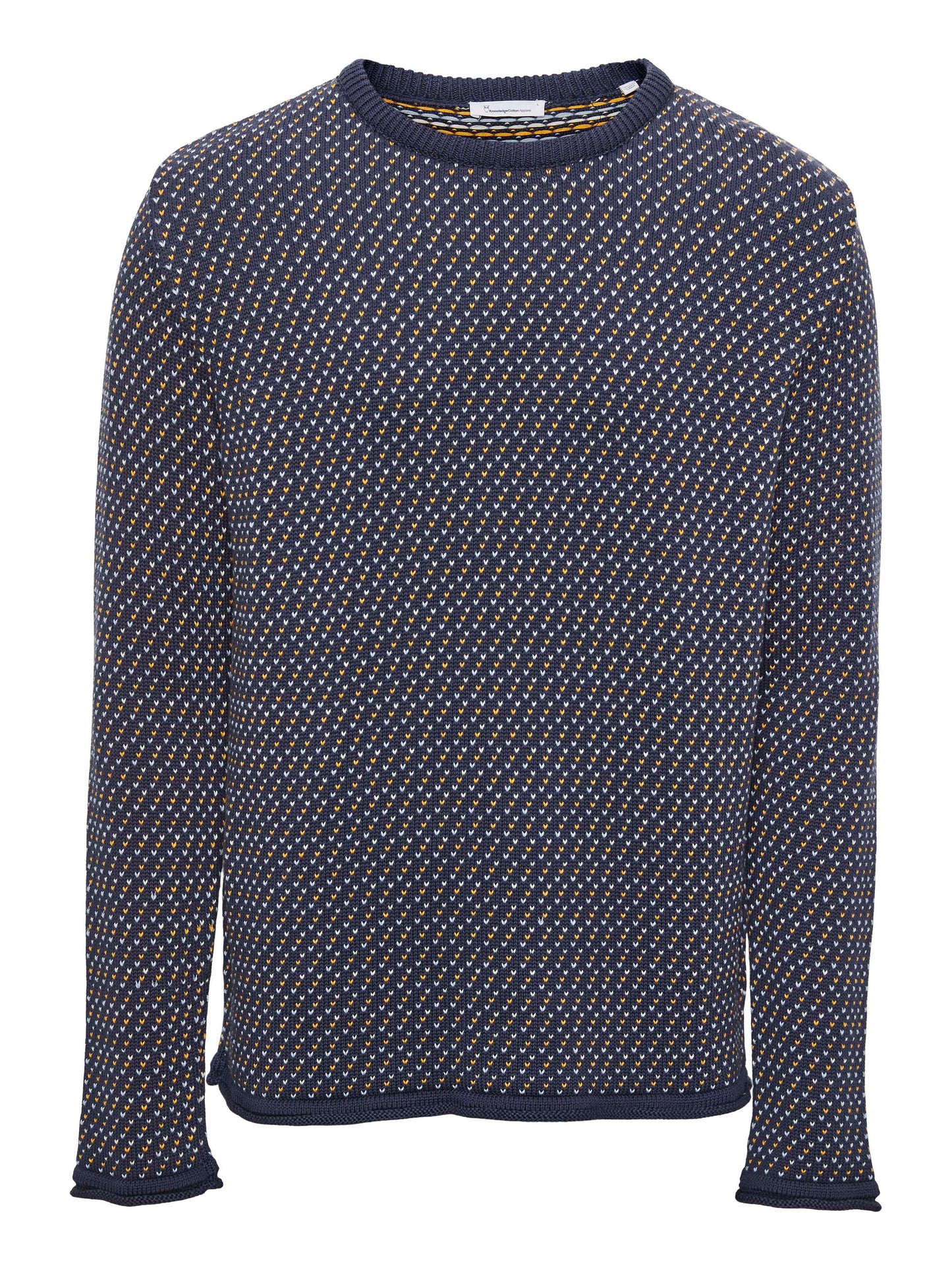 Pull marine à motifs en coton bio - valley jacquard crew neck total eclipse