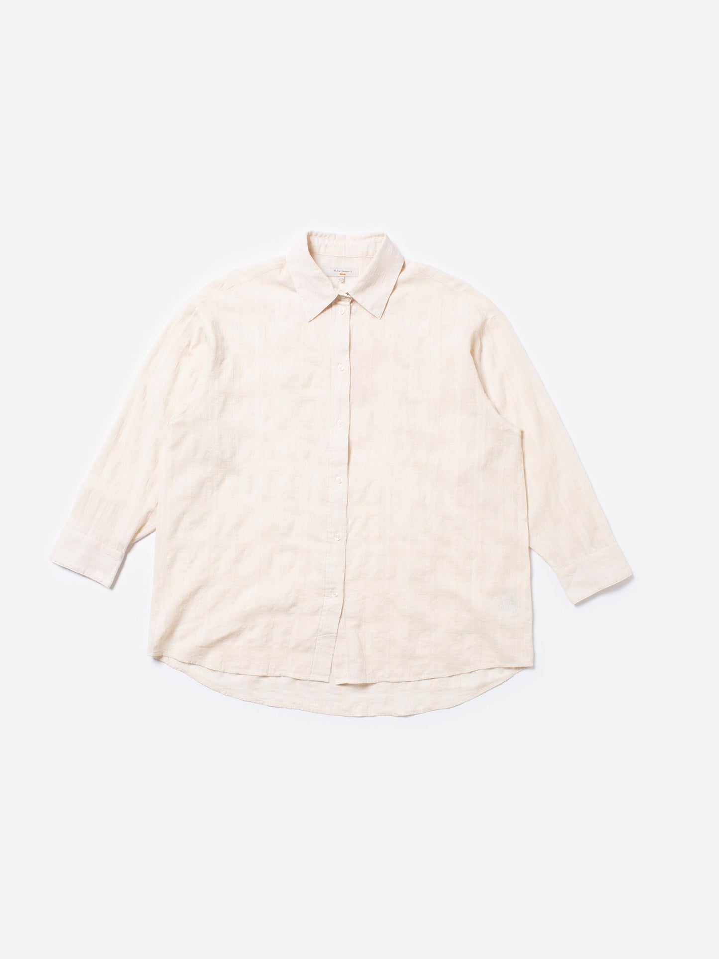 Chemise ample brodée en coton bio | Beige et rouge "monica embroidered shirt offwhite"