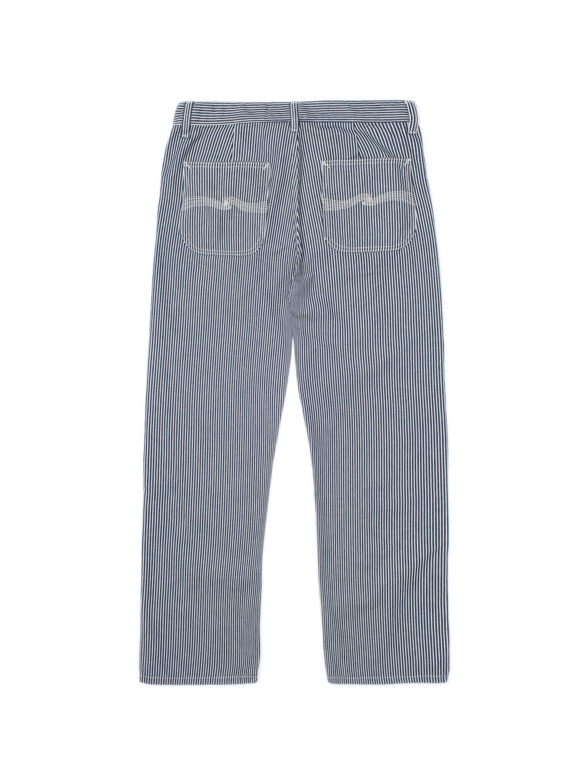 Pantalon ample en coton bio | Denim rayé bleu et blanc "tuff tony hickory pants"