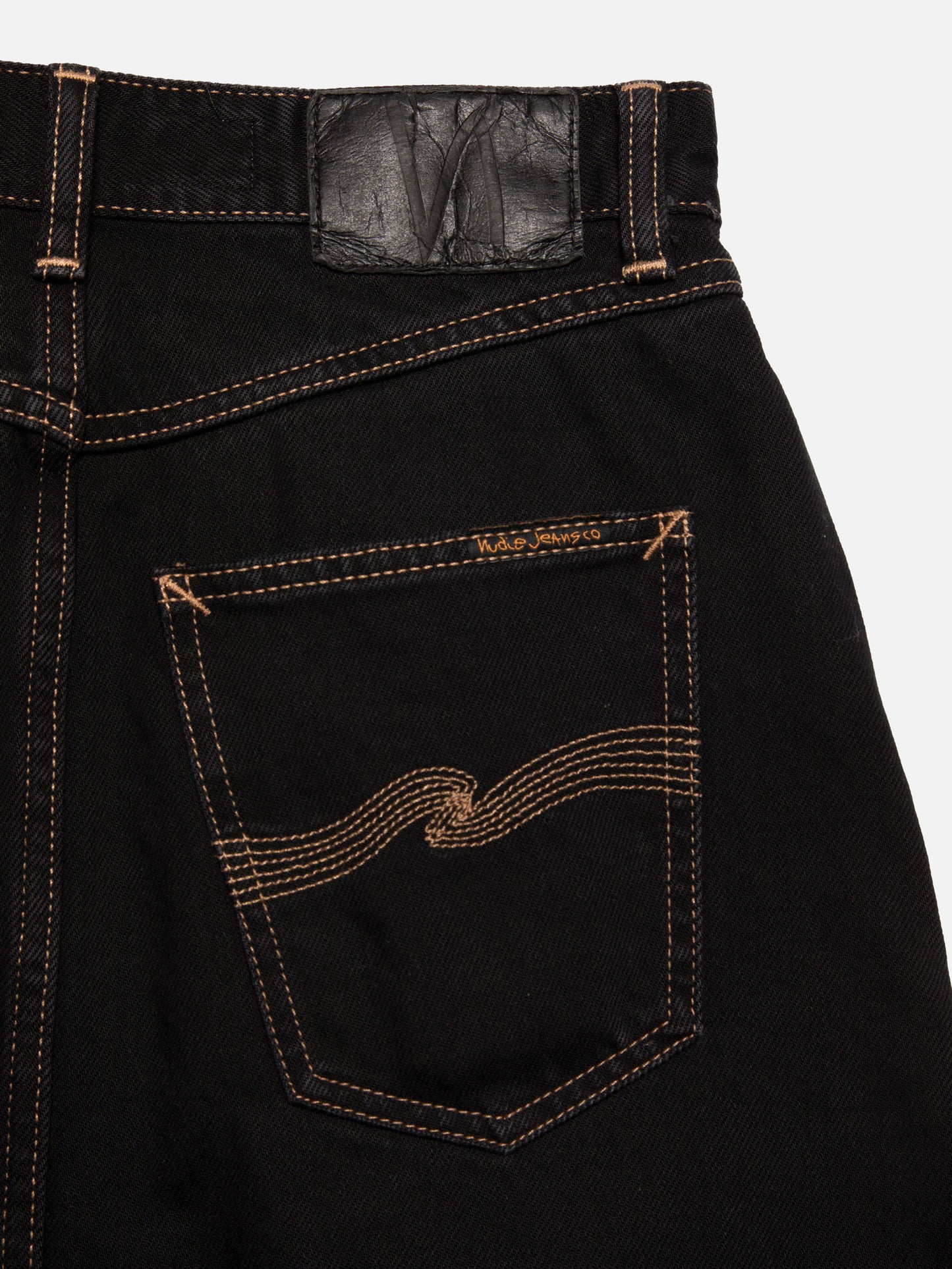 Jupe en jean à surpiqûres de coton bio | noire "molly western denim skirt black"