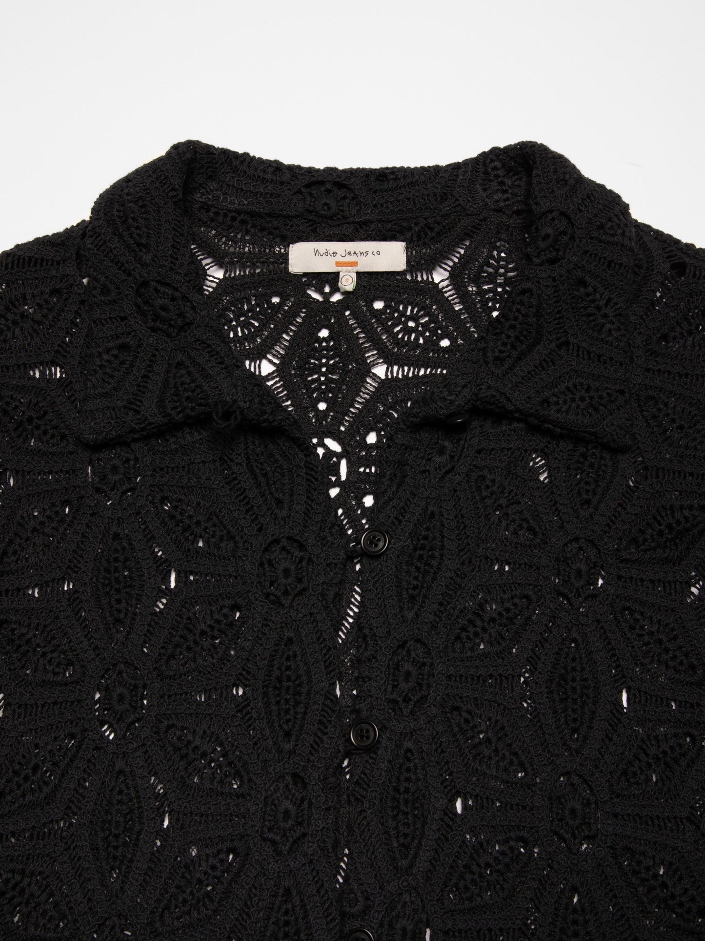 Gilet en crochet en coton bio | noir "anita crochet cardigan black"