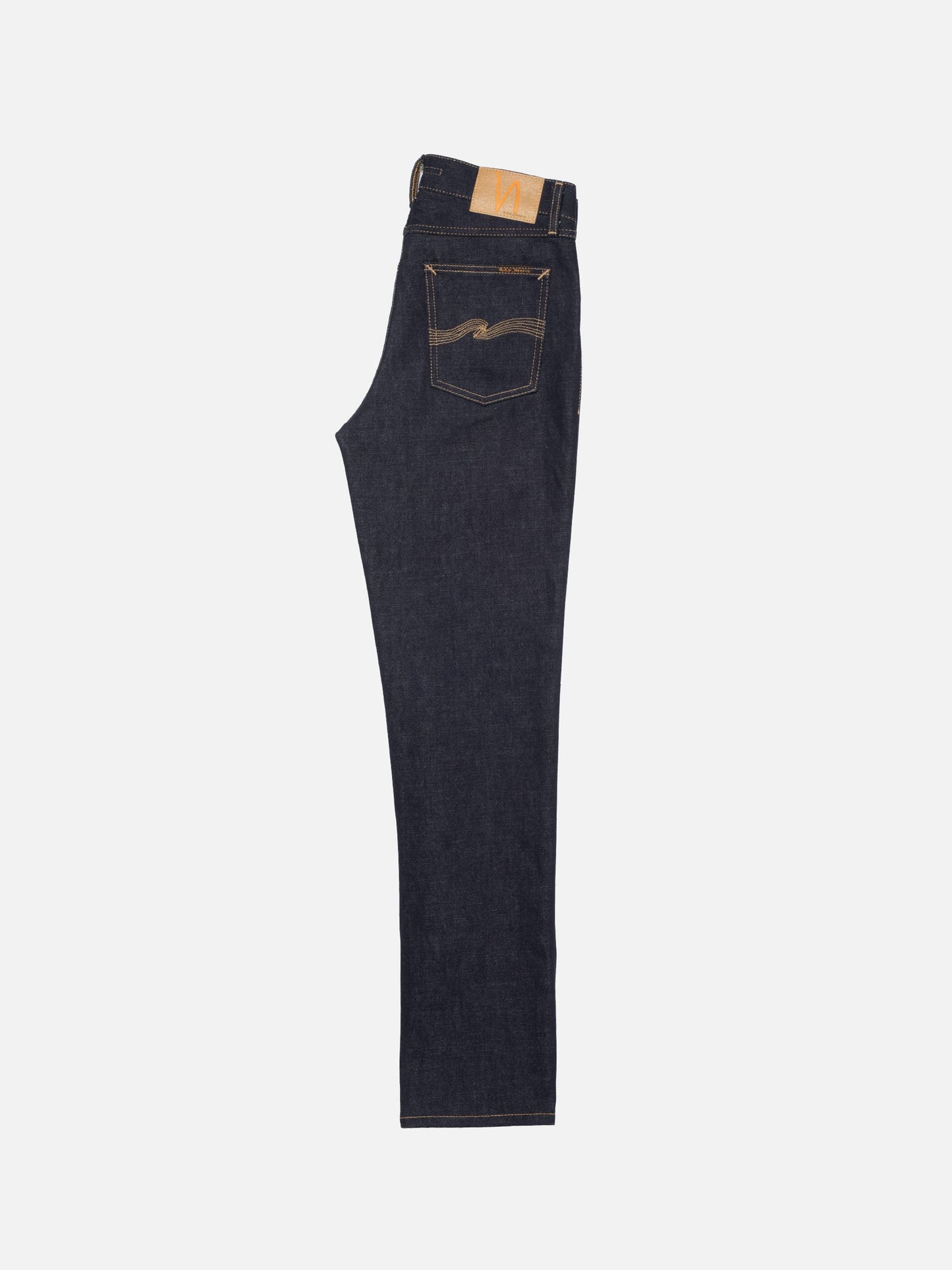 Jean droit taille basse en coton bio | brut "shady sadie dry indigo"