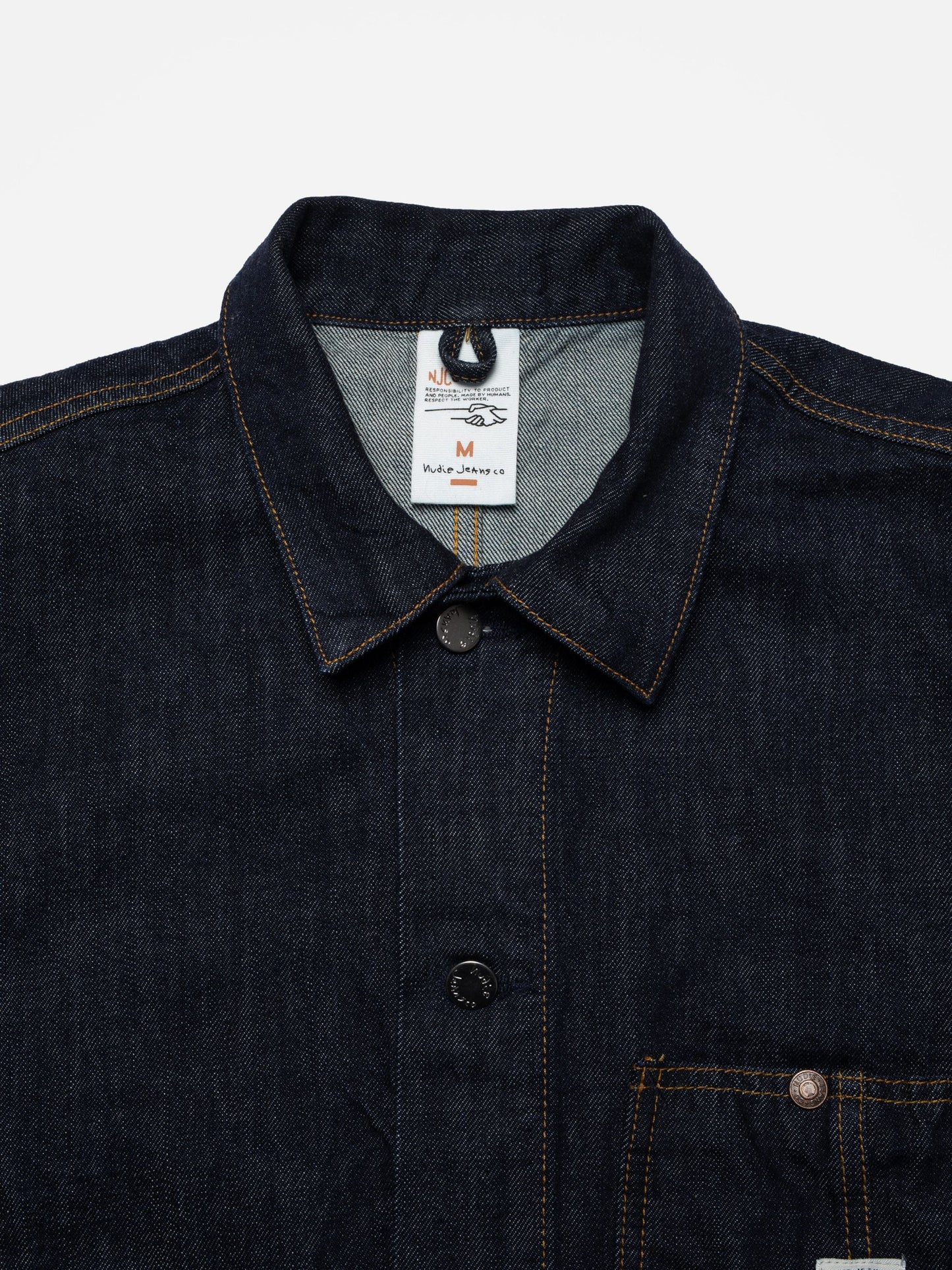 Veste denim en coton bio | brut "howie chore jacket one wash - blue"