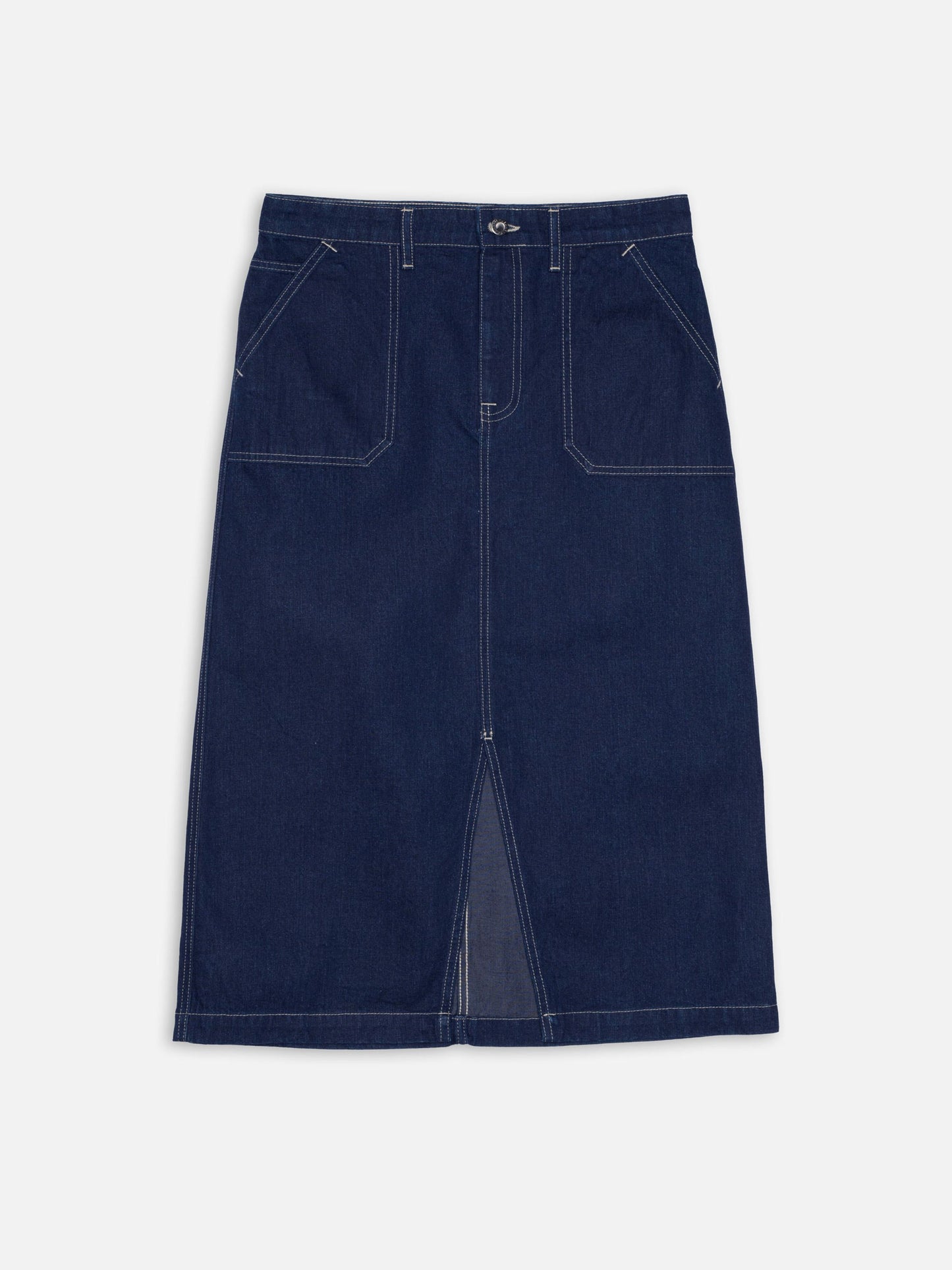 Jupe en coton biologique | bleu "Boel painter denim skirt dark blue - dark blue"