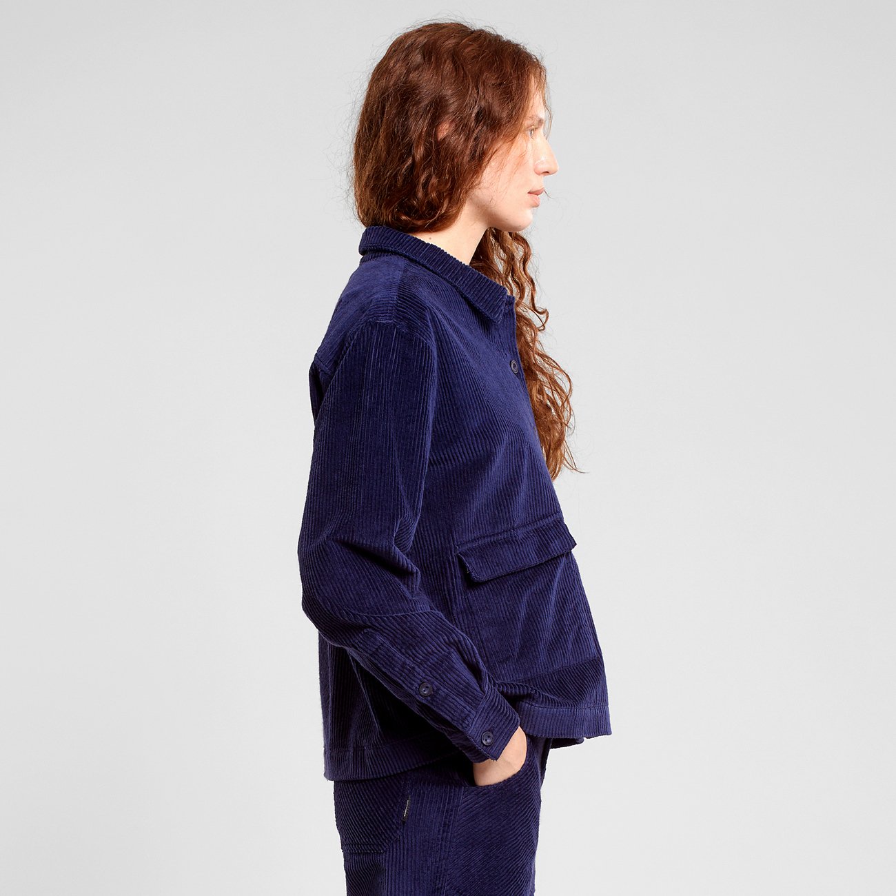 Surchemise velours en coton bio | bleu marine "shirt lima corduroy navy black iris"