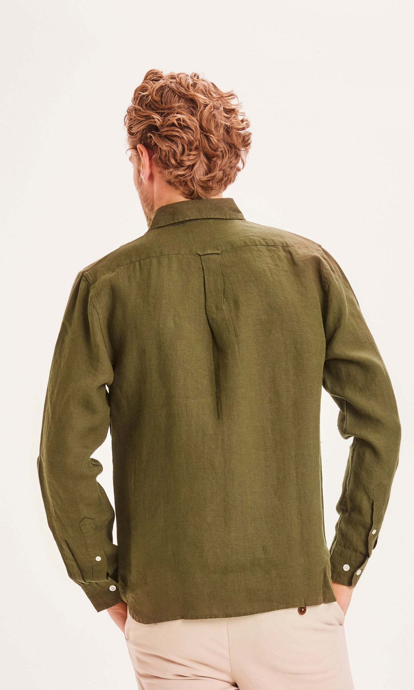Chemise vert forêt en lin bio - Larch forrest night