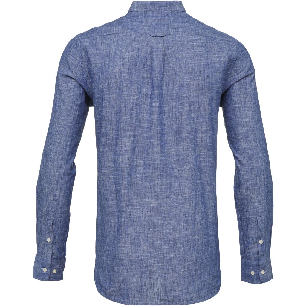 Chemise bleu en coton bio et lin