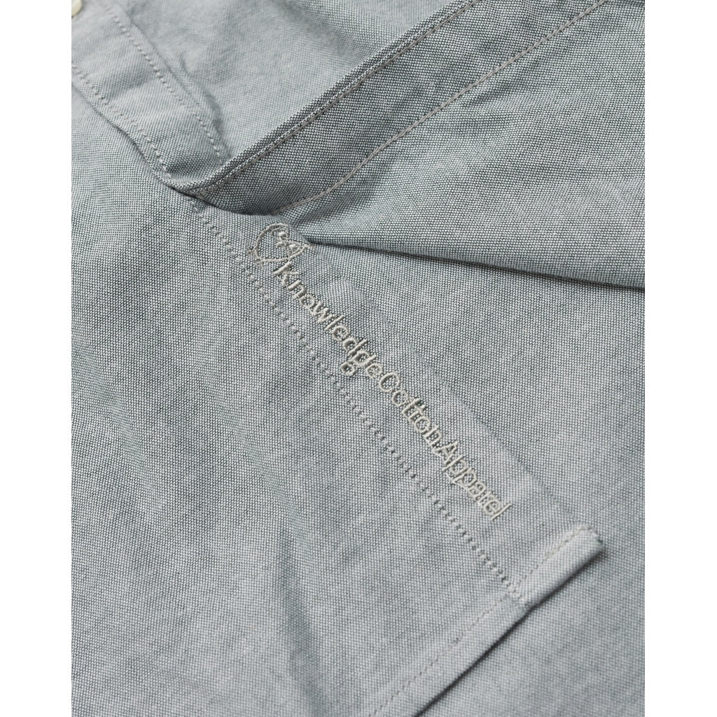 Chemise droite vert de gris en coton bio - stretch oxford