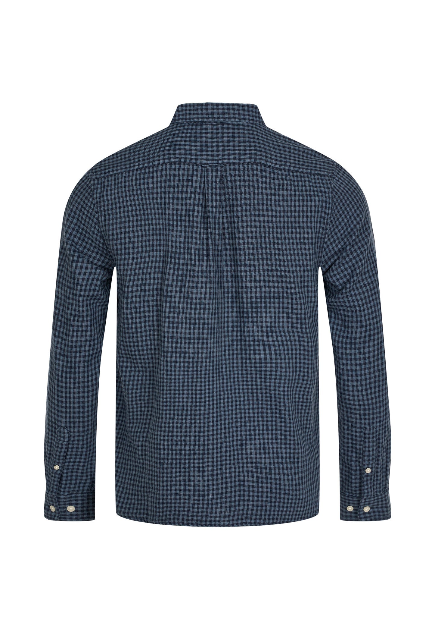 Chemise à carreaux bleue en coton bio - double layer checked custom fit shirt china blue