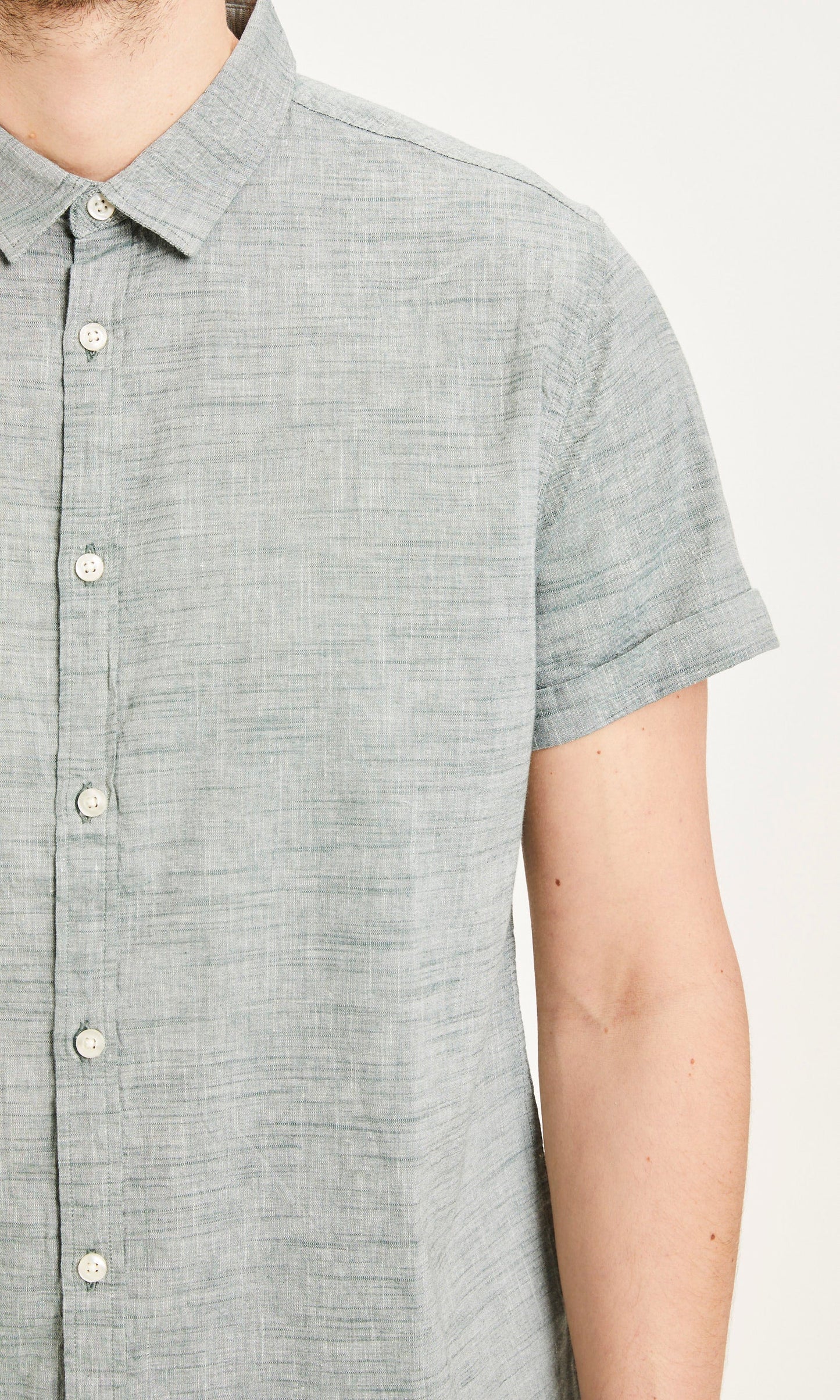 Chemise à manches courtes verte en lin et coton bio - Larch