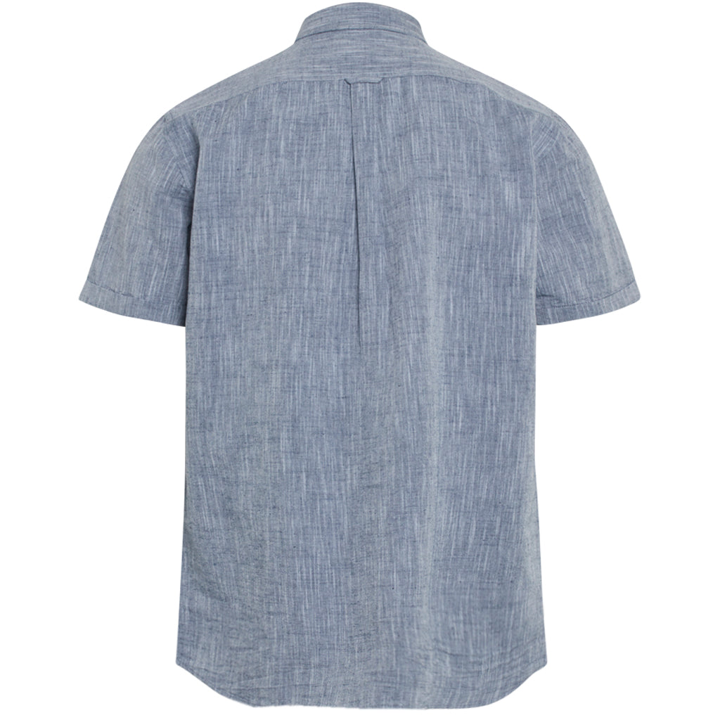 Chemise à manches courtes bleu nuit en lin et coton bio - Larch