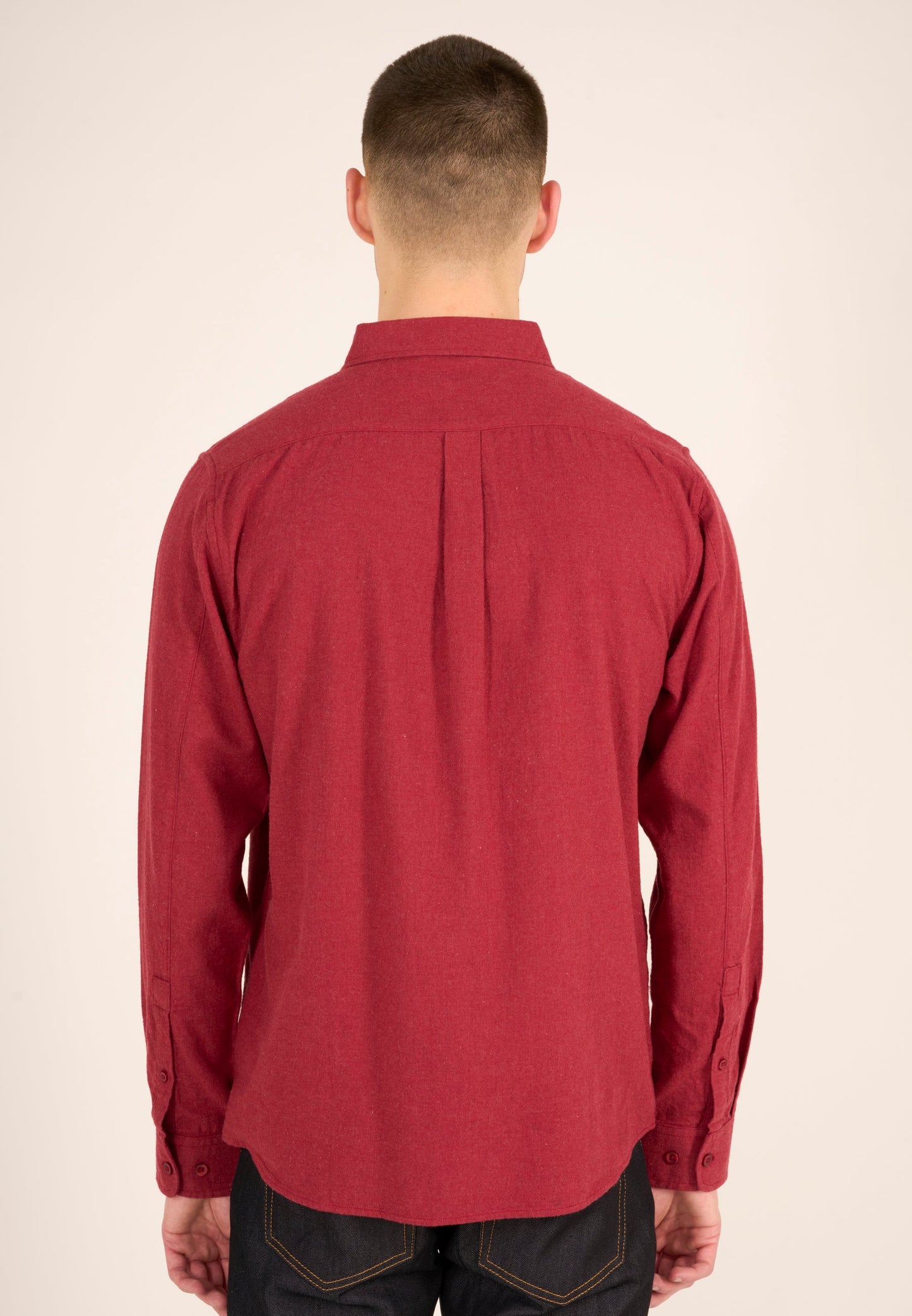 Chemise rouge en flanelle de coton bio - melangé flannel custom fit shirt rhubarb