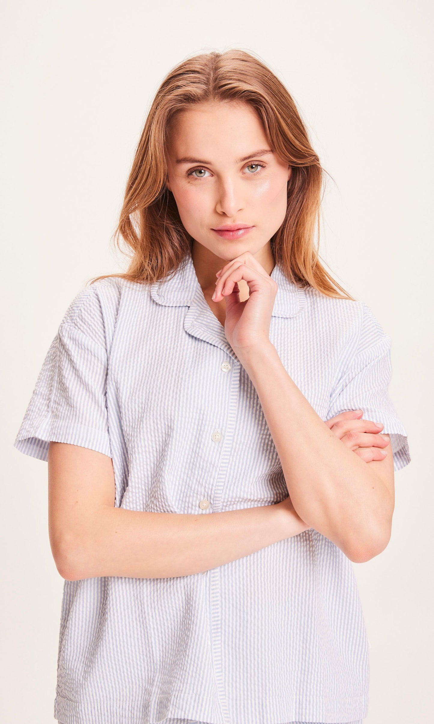 Ensemble de pyjama short bleu en coton bio - 1335 blue fog