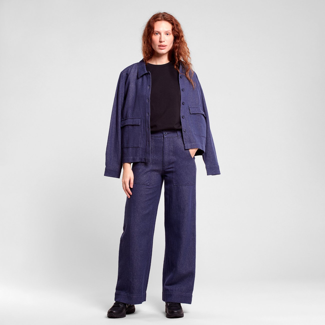 Pantalon cargo en coton bio et chanvre | Marine "workwear pants vara hemp navy black iris"