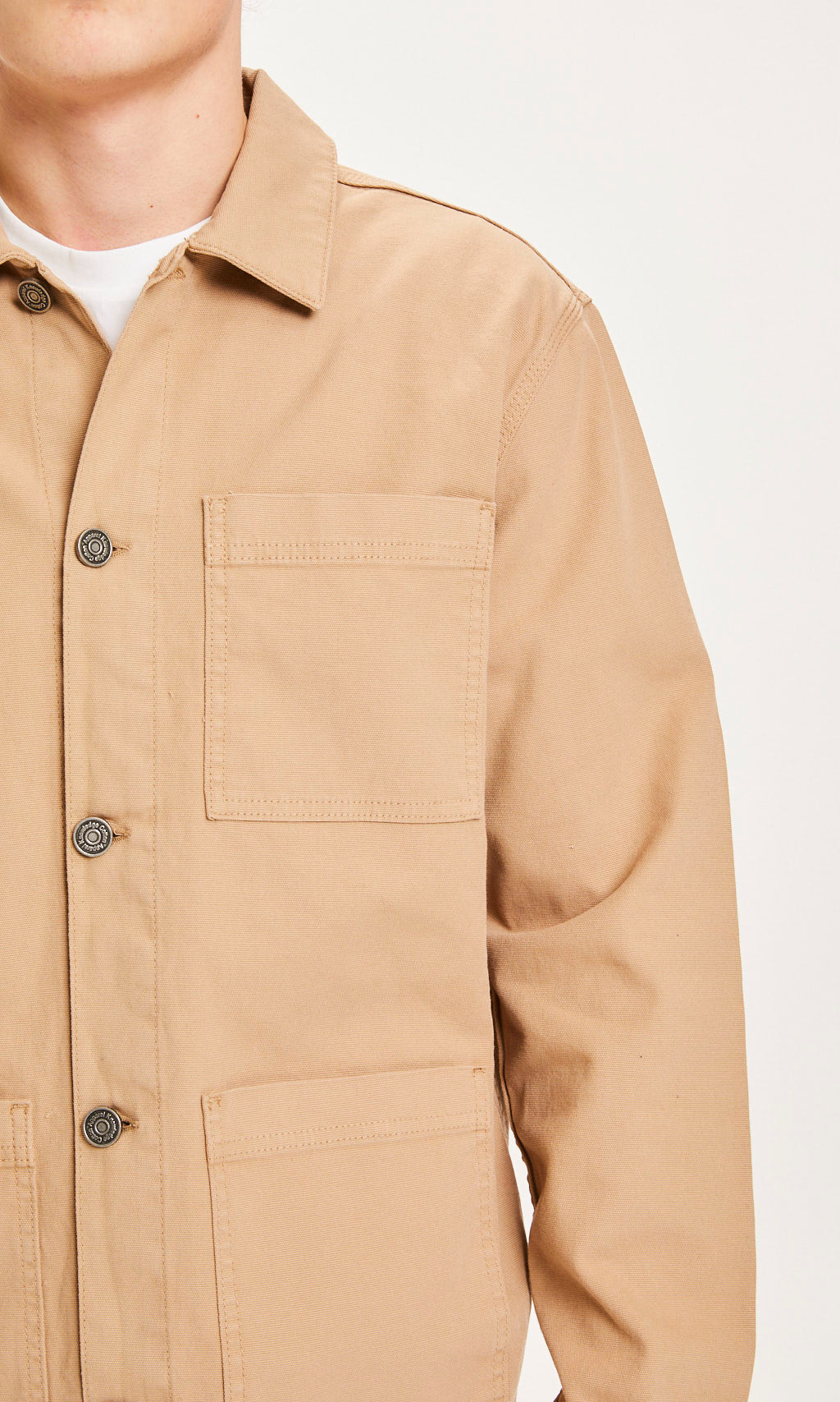 Veste de travail beige en twill de coton bio - Pine Kelp