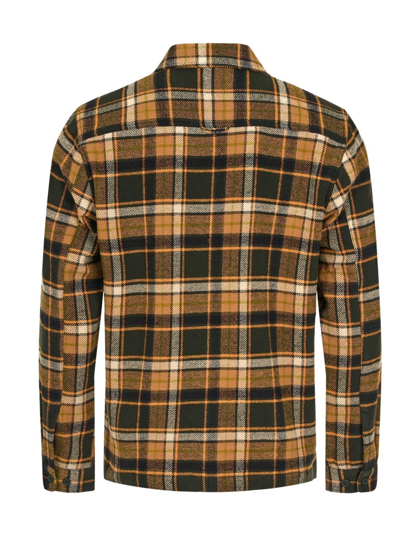 Surchemise épaisse flanelle orange à carreaux en coton bio - big checked heavy flannel forrest night